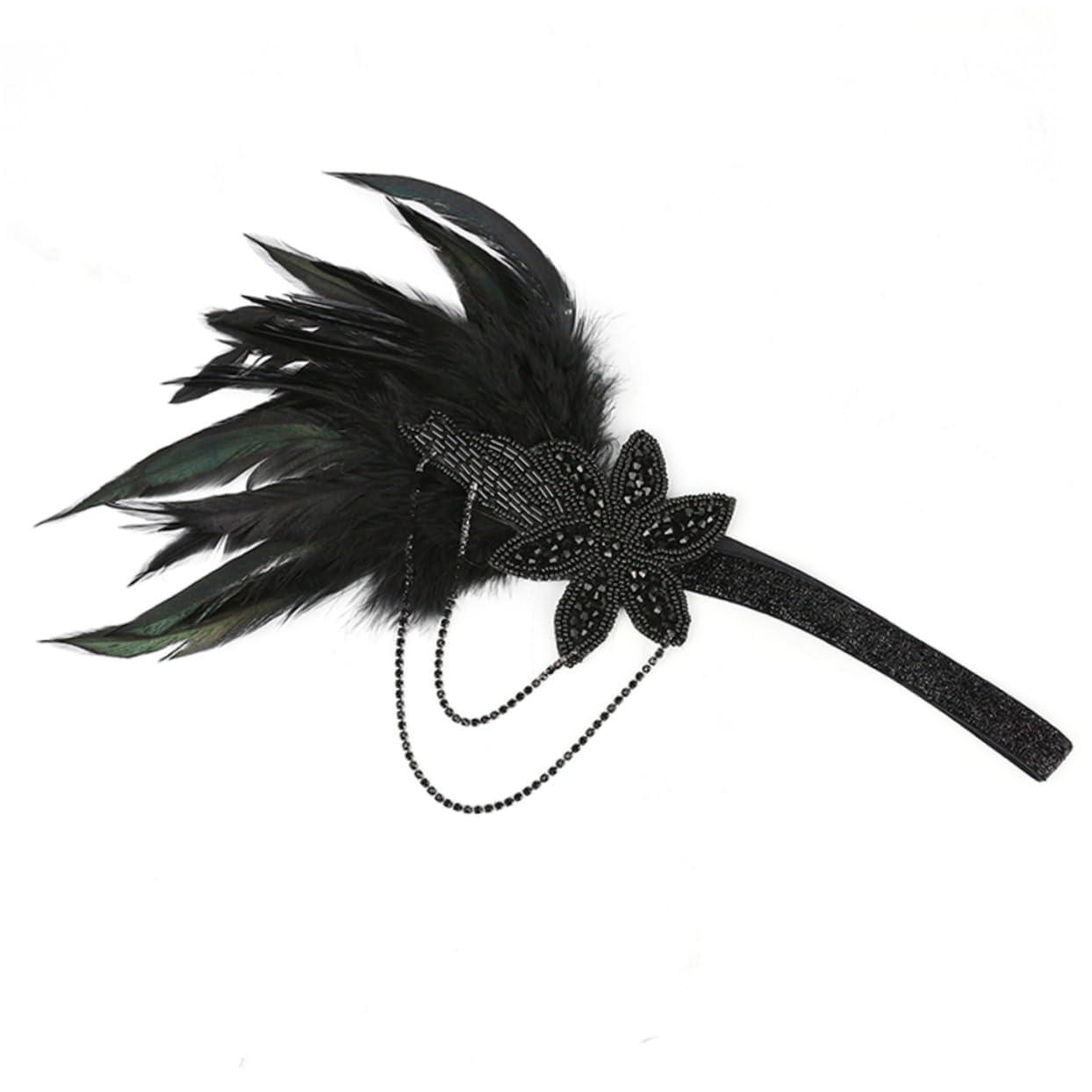 HAKIDZEL HAKIDZEL Accessories Womens Head Bands Headband Fascinators Hair Hoop Women Hairband 20s Headband Feather Headbands Peacock Headband Tassel Chain Miss Diamond