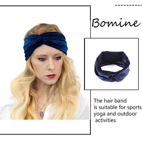 Bomine Bomine Boho Criss Cross Headbands Velvet Stretch Turban Head Wraps Knotted Headband Twisted Hair Scarf Outdoor Sweatband Fashion Headwrap Hair Bands Headpieces for Women and Girls 2Pcs