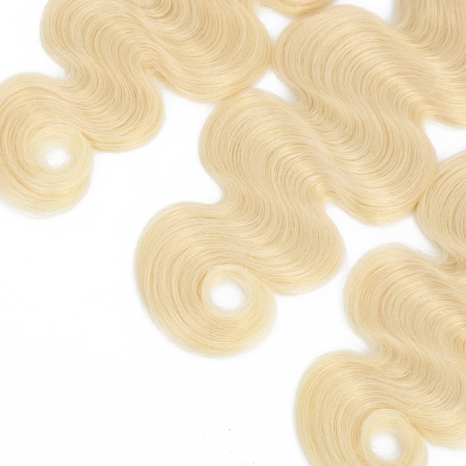 Lolatemi 613 Bundles Blonde Human Hair Body Wave 3 Bundles 16 18 20 Inch 100% Unprocessed 10A Brazilian Virgin Human Hair Bundles 613 Bundles Human Hair