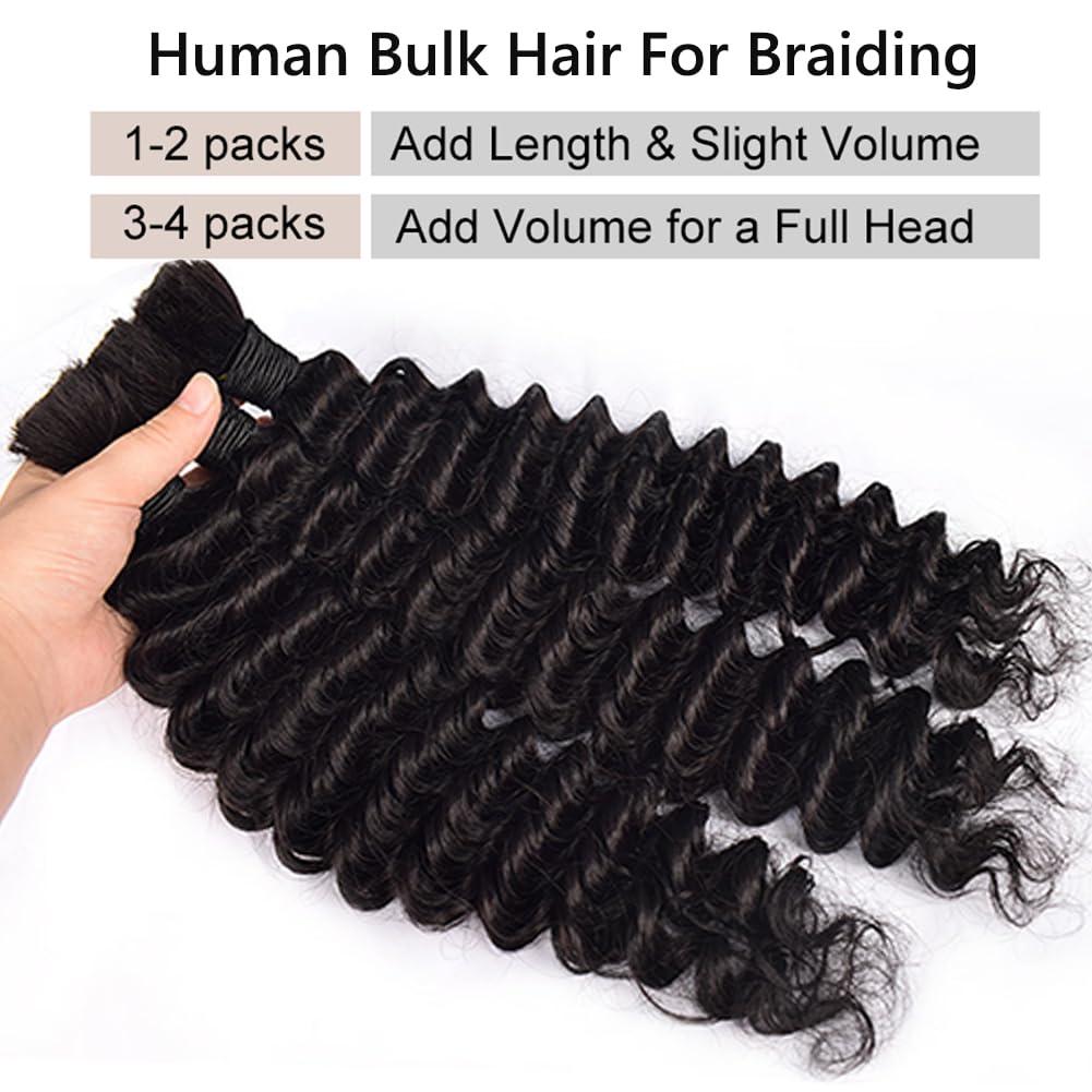 Kiss darling LASHES Brazilian Remy Human Hair Deep Wave Bulk Hair For Braiding 100% Unprocessed Human Hair Bulk For Braids No Weft Bulk Hair Deep Curly 22inch 100g