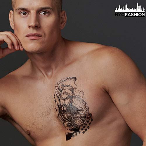 BETTERLINE 9 Large Cool Temporary Tattoos - For Men, Adults and Teens - Skull, Elephant, Eyes and More Body Art - Tattoos for Arms Legs Shoulders or Back