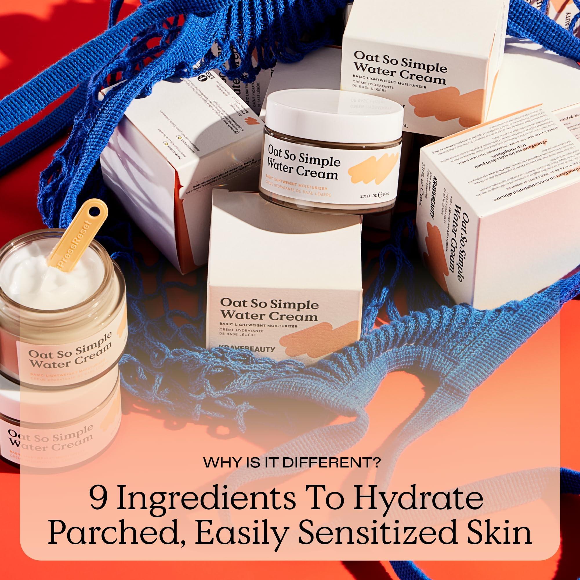 Krave Beauty KraveBeauty Oat So Simple Water Cream, Enriched With Oat & Squalane To Soothe & Lock In Moisture, Everyday Moisturizer, For All Skin Types, Vegan & Cruelty Free, 2.7 fl oz