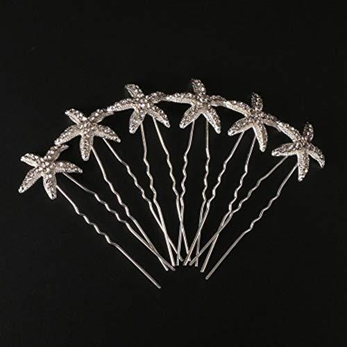 BERYUAN BERYUAN trendy Hairpin Starfish Hair Jewelry Star Rhinestone bobby pin Bridal Hair Pin barrette hair clip Crystal Headpiece Wedding Women Hair Accessory Prom Hair Dress 6pcs