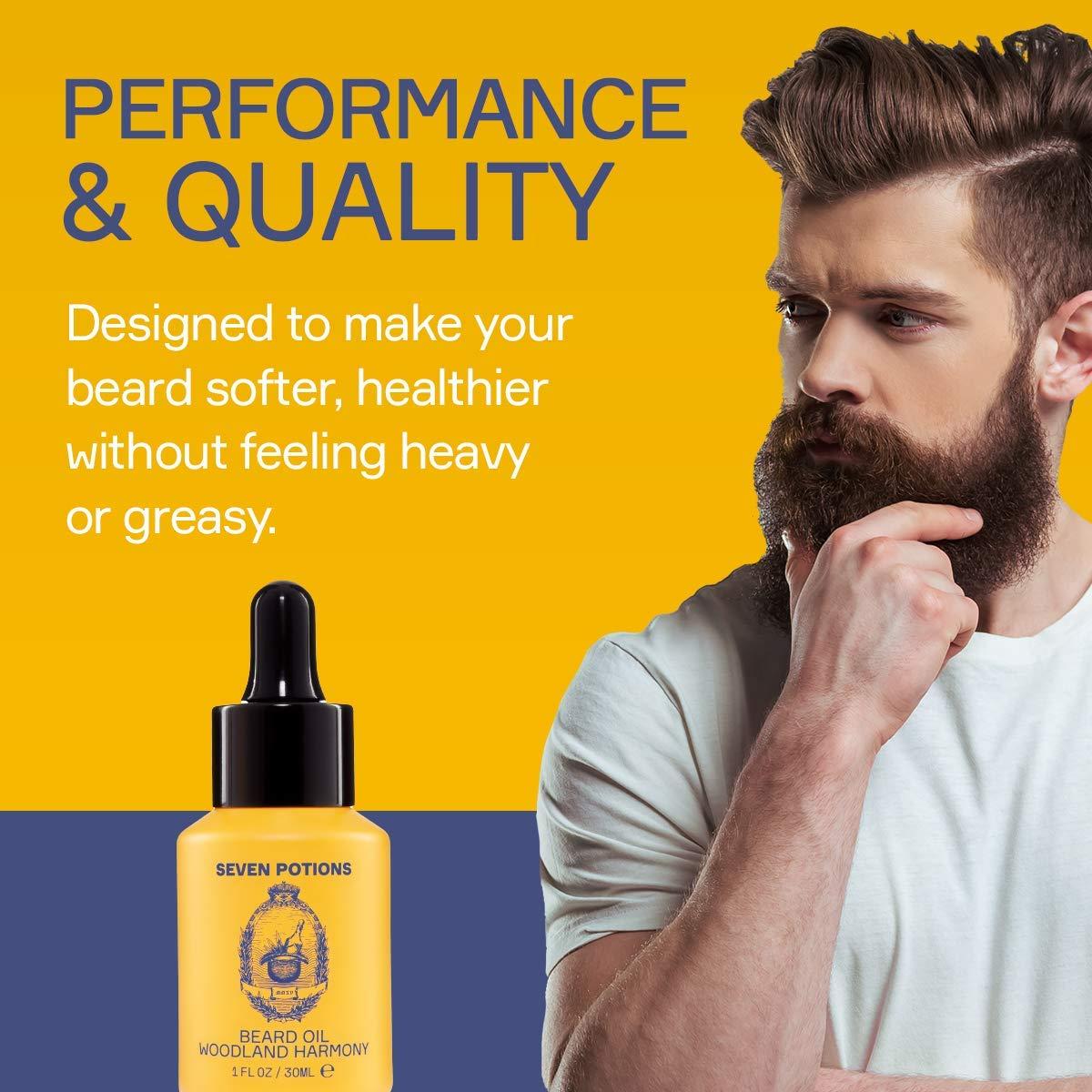 SEVEN POTIONS Beard Oil 1 fl oz by Seven Potions. Sweet and Woody Scented Beard Softener. Stops Beard Itch. Natural, Vegan, Beard Conditioning Oil. Contains Jojoba Oil (Woodland Harmony)