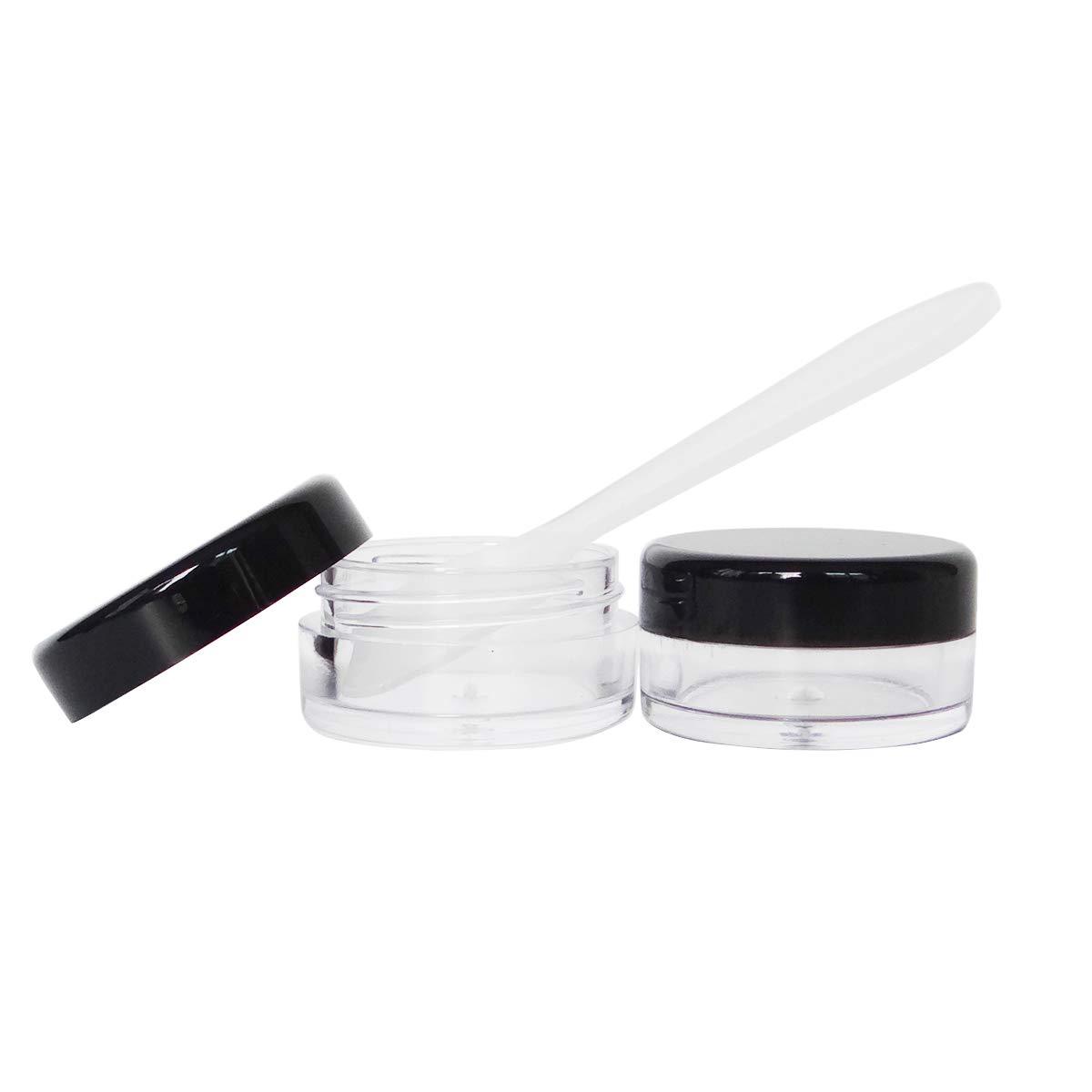 Wopanxye Wopanxye 20pack 5g Empty Sample Jars, 5ml Small Cosmetic Container for Makeup Eyeshadow Nails Oils Lip Balm Scrubs Jewelry Cream, 5 Gram Plastic Clear Pot with Cap Lid (Black/White/Pink/Rose Red)