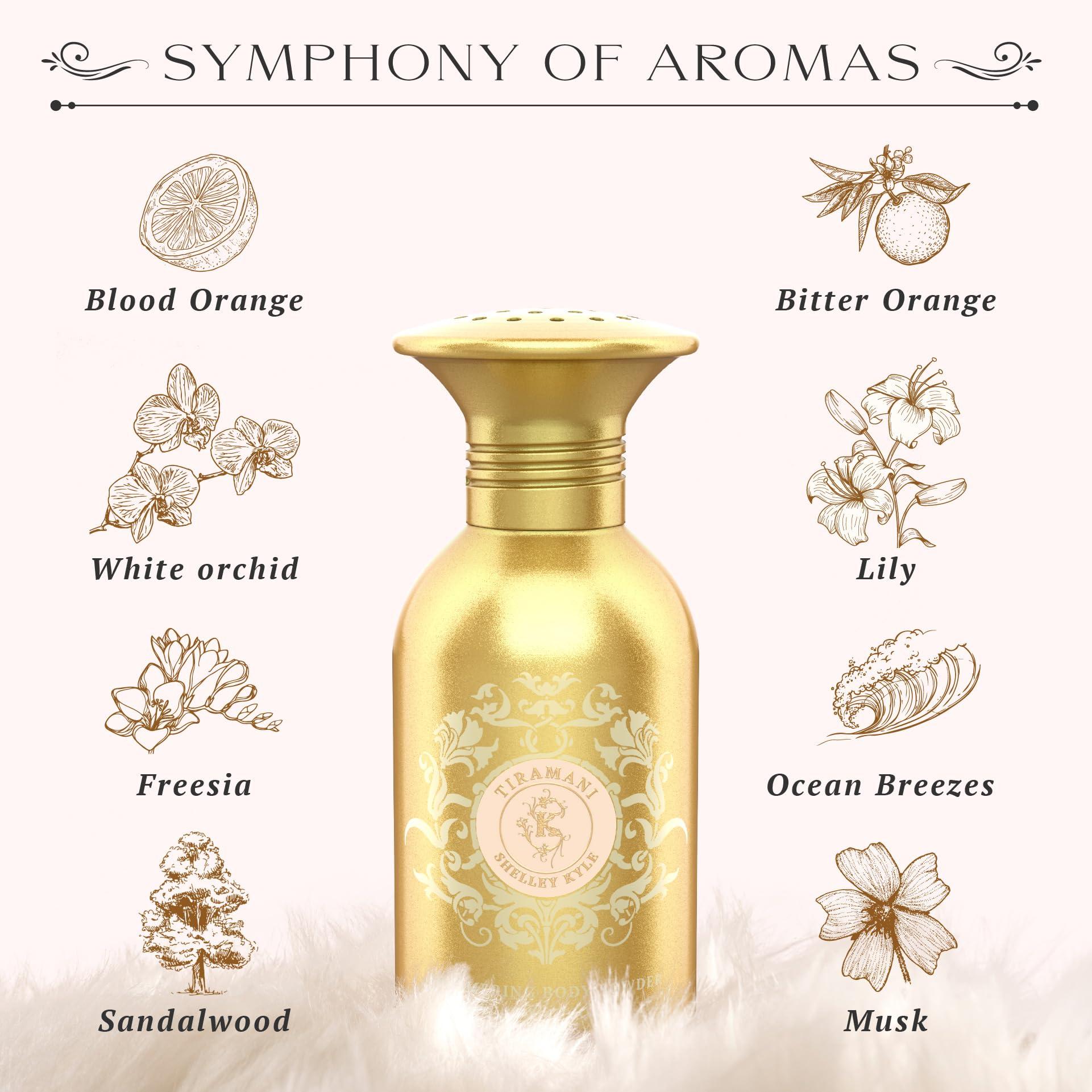 Shelley Kyle Shelley Kyle Tiramani Talc Free Shimmer Powder, Body Powder, Dusting Powder, Leaves Skin Soft, Dry, Smooth, and Shimmering, 48g