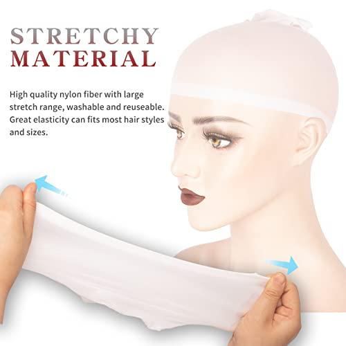 WeKen WeKen Individual Package 6PCS Stocking Caps for Wigs Stretchy Nylon White Wig Cap for Lace Front Wig Stocking Wig Caps for Women Men Kids