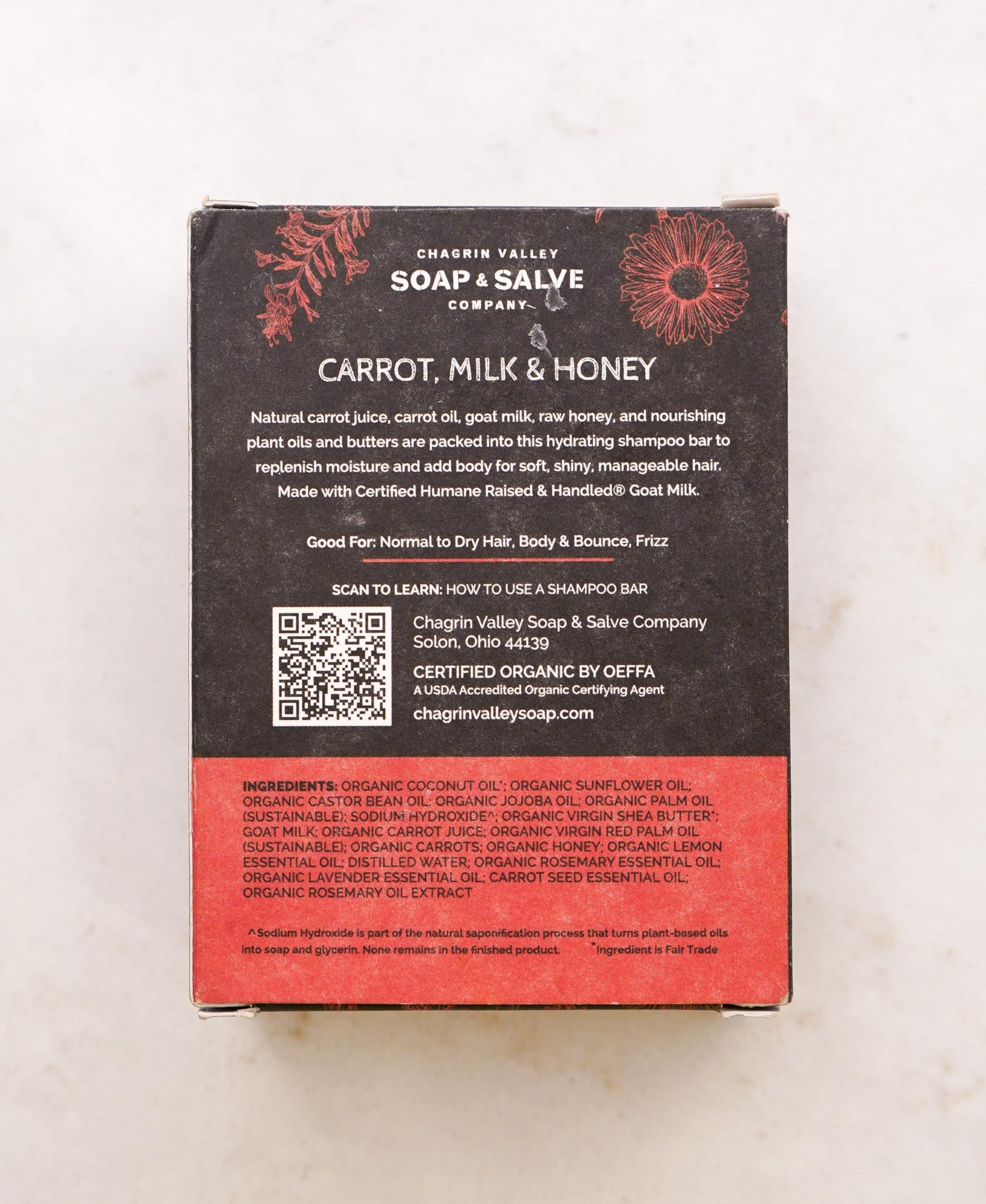 Chagrin Valley Soap & Salve Chagrin Valley Soap & Salve Organic Natural Shampoo Bar (Carrot Milk & Honey, 1 Bar)