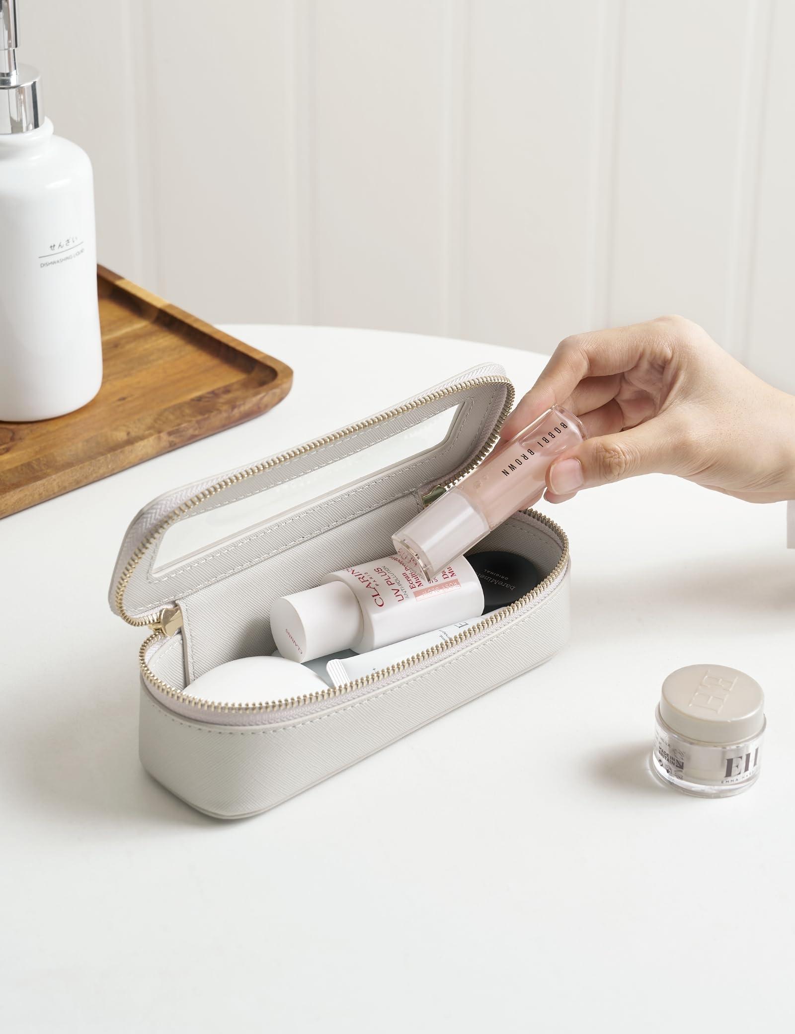 Popvibe Popvibe Slim Makeup Brush Bag Travel Clear Toiletry Bag for Women Cute Make Up Bag for Traveling Cosmetic Bag Organizer Waterproof Tansparent Beauty Makeup Case Blue Gray