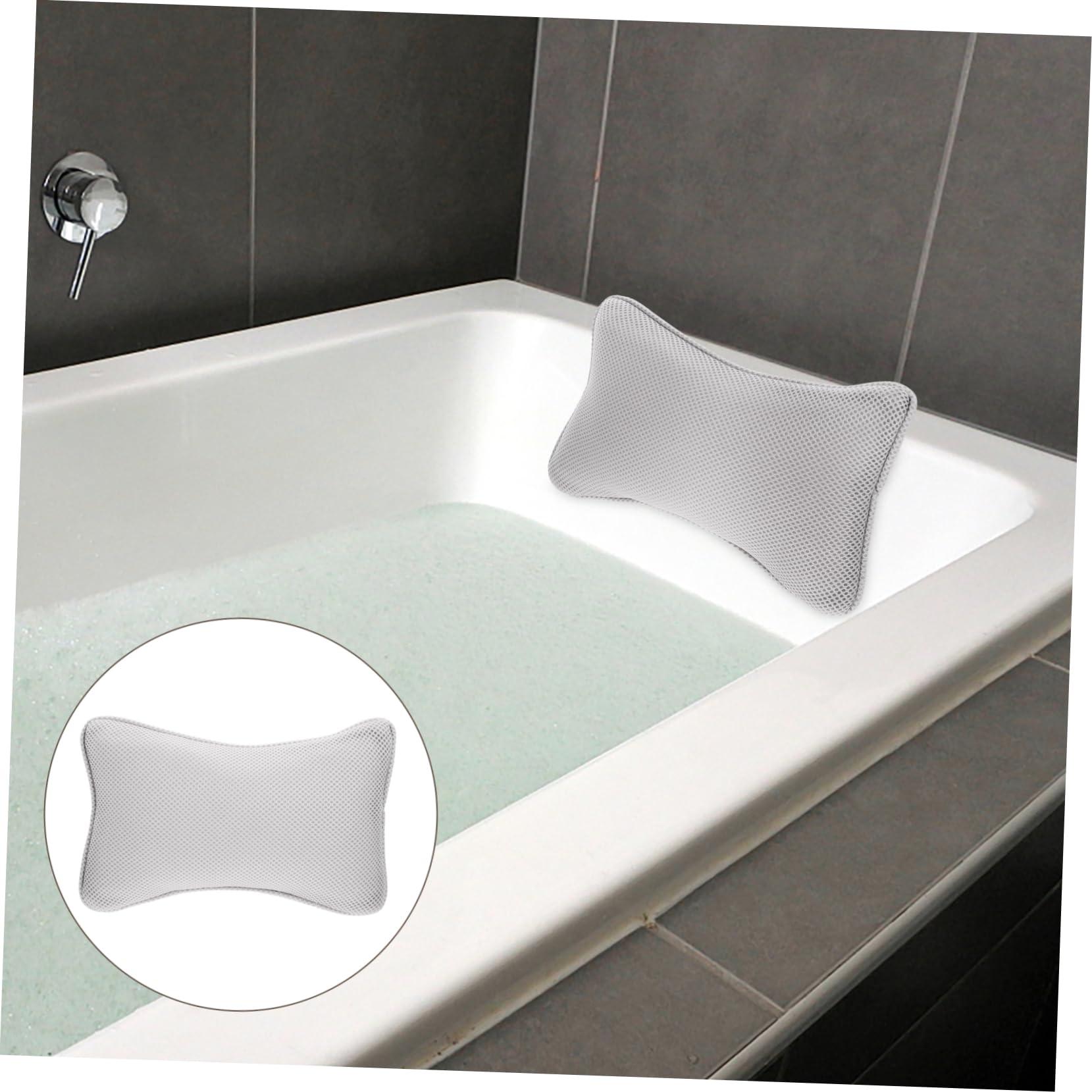 minkissy minkissy Bathtub Pillow Cup Grey Bath Pillow with 2 Cups Neck Pillow for Bathtub Spa Spa Tub Fit Standard Bathtubs