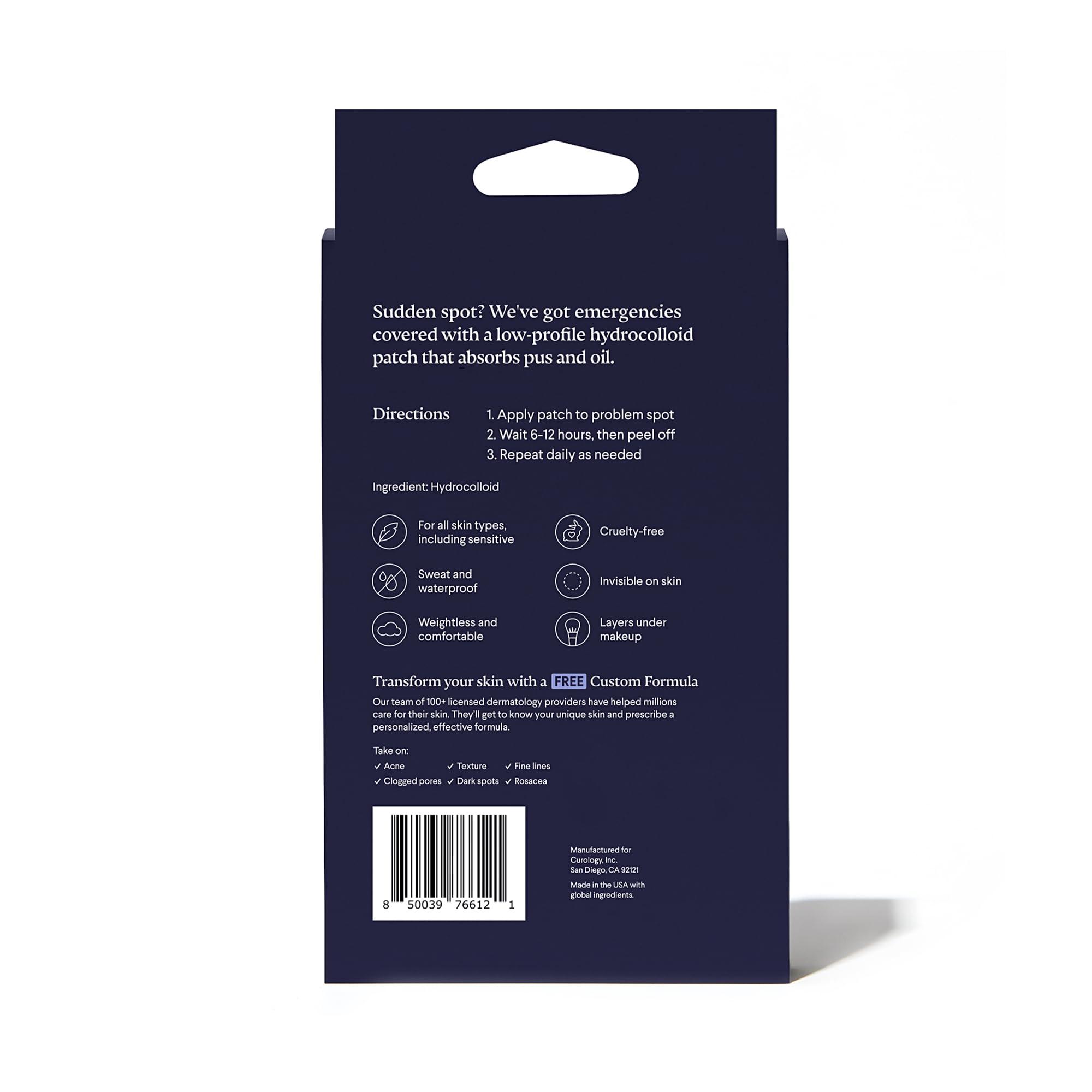 Curology Curology Emergency Spot Pimple Patches for Face, Hydrocolloid Pimple Patches Fast-Acting Support, Spot Concealing and Oil Absorbing, 40 Count