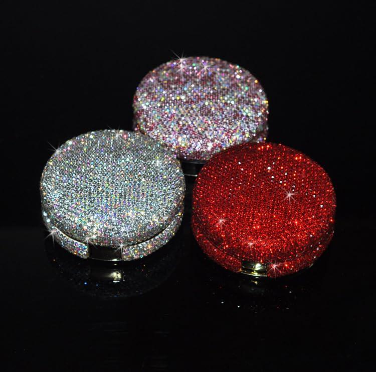 Daofaith Daofaith Bling Diamond Makeup Powder Empty Container, Cushion Foundation Case with Round Mirror, Air Cushion Puff Case, Foundation BB Cream Box -White