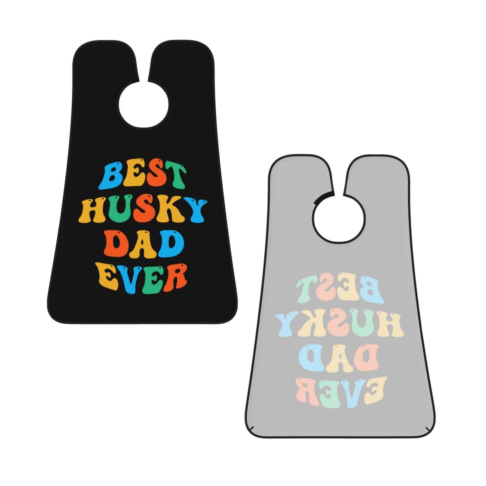 ZKLCRYTR ZKLCRYTR Best Husky Dad Ever Men\'s Beard Bib Apron Waterproof Smooth Surface Beard Apron Durable Foldable Beard Hair Men\'s Gift