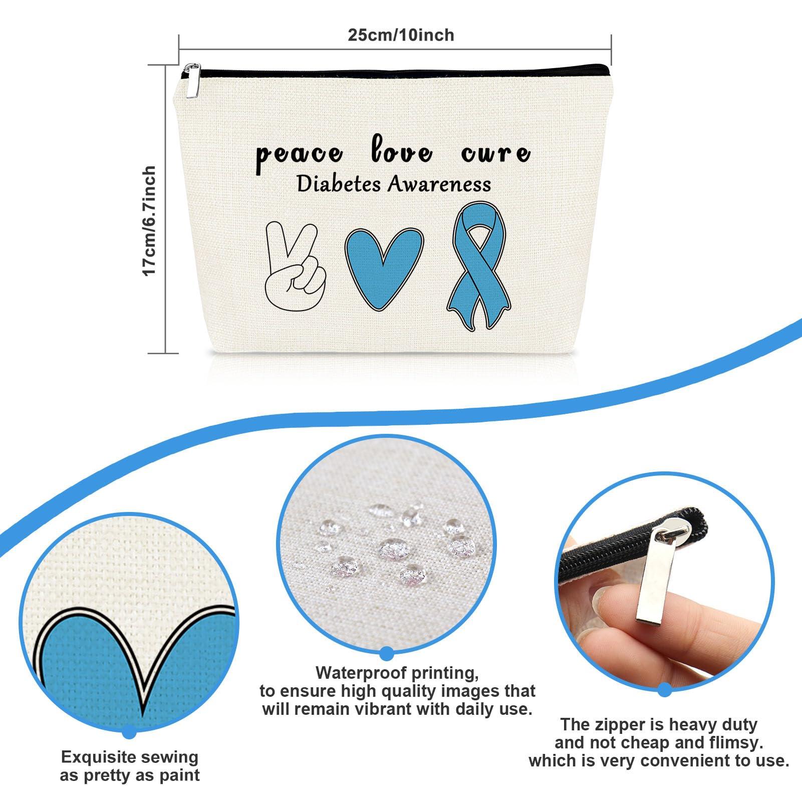 Mikela Diabetes Gift for Women Diabetic Supplies Cosmetic Bag Diabetes Awareness Gifts Diabetes Support Gifts Diabetes Warrior Gift Makeup Bag Diabetes Gift for Grandma Mom Diabetic Emergency Supply Bag