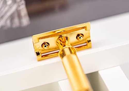 MERKUR Merkur Classic 2-Piece Double Edge Safety Razor Gold Plated, 1 Count