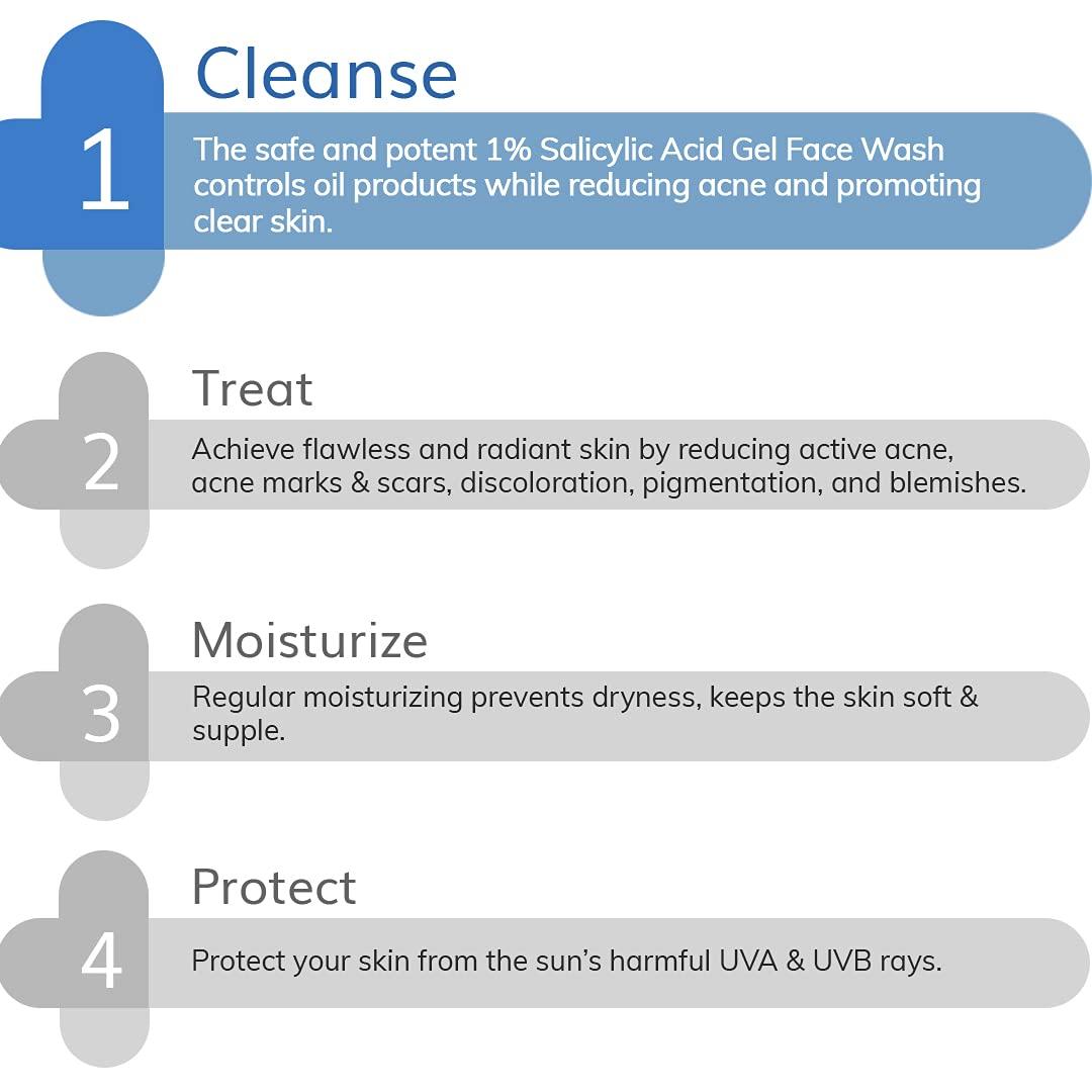 The Derma Co The Derma Co 1% Salicylic Acid Gel Face Wash for Acne | Deeply Cleanses & Exfoliates | Helps Reduce Acne & Controls Oil Production | 3.38 Fl Oz/100ml