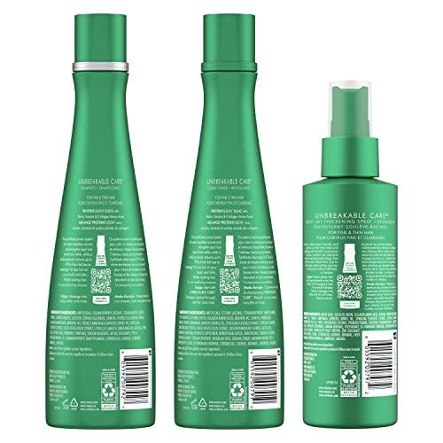 Nexxus Nexxus Unbreakable Care Shampoo Conditioner and Leave-In Spray 3 Pack For Fine and Thin Hair with Keratin Collagen Biotin 13.5 oz 6 oz