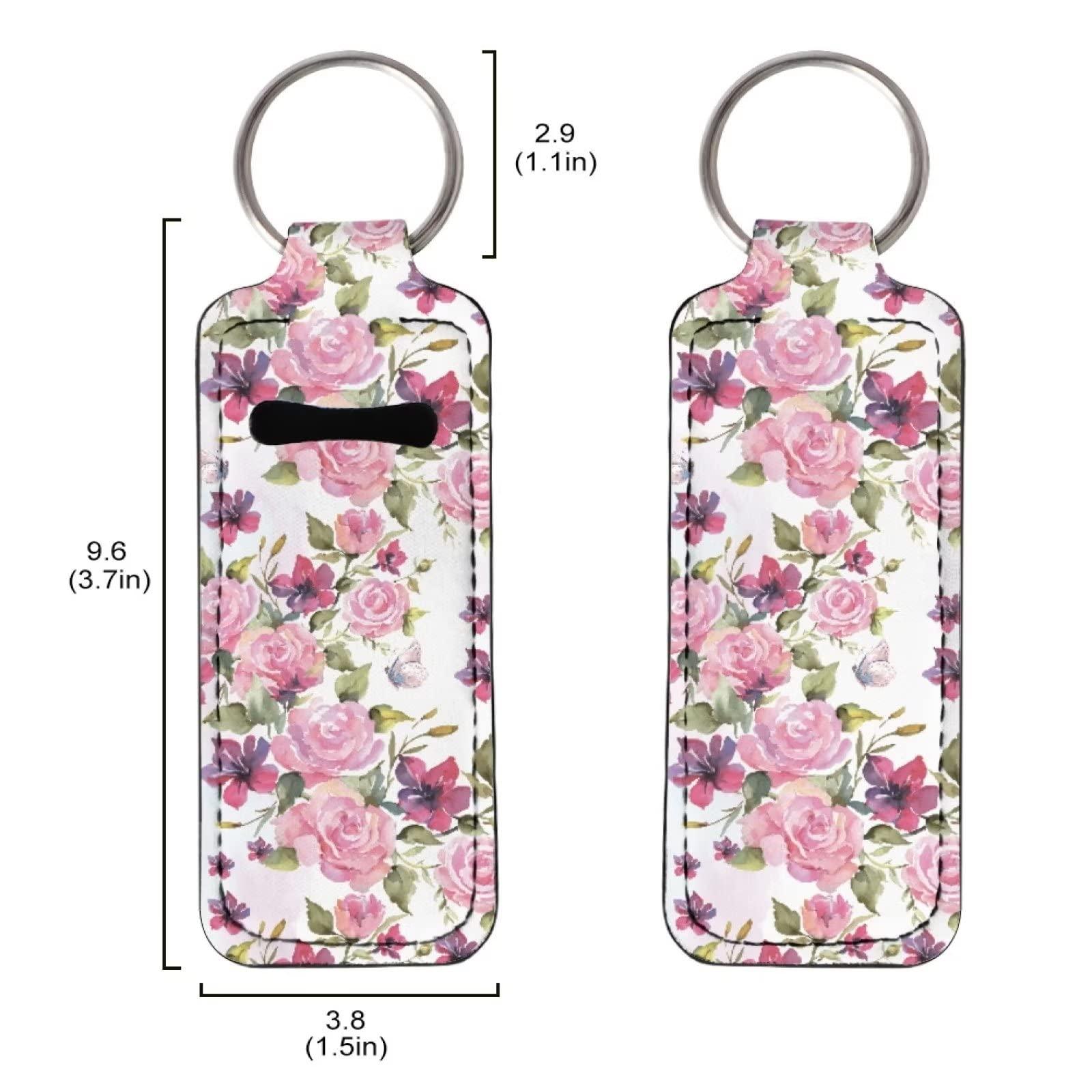 Baxinh Baxinh Flower Chapsticks Holder Keychain Pink Lipstick Balm Holder Single Clip-on Sleeve, Chapstick Lip Balm Lipgloss Lipstick Holder Car Interior Accessories