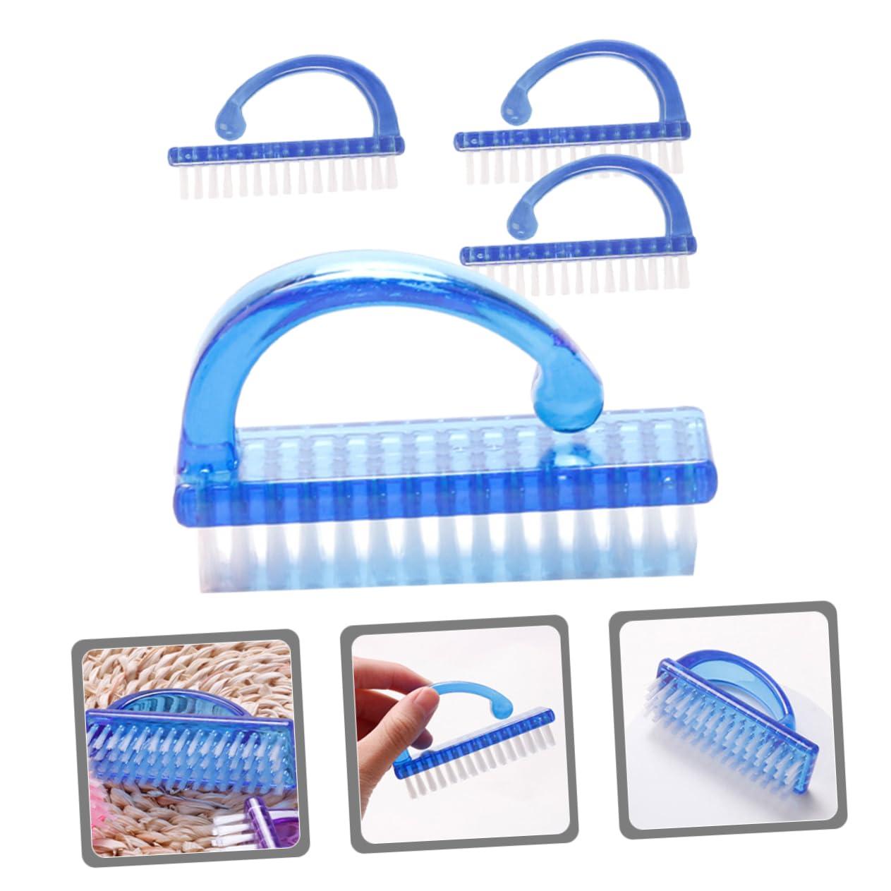Ipetboom Ipetboom 4pcs Nail Scrub Brush Finger Manicure Scrub Brush Techniques Toe Scrubber Gel Grout Brush Nail Clipper under Brushes Nail Whitener Clean Toenail Brush Impress Block Blue Plastic