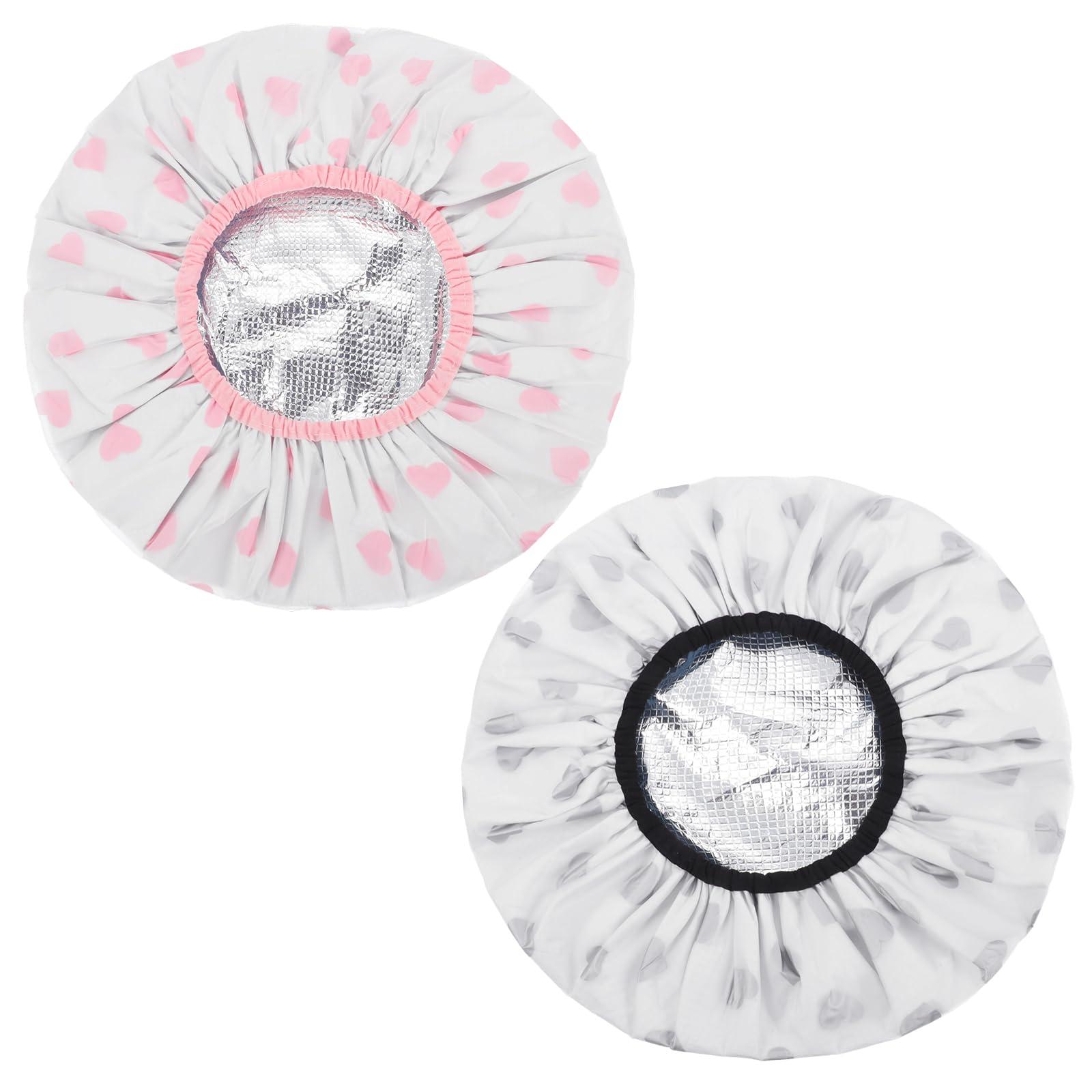 WSICSE 2 Pcs Deep Conditioning Hair Cap, Double Layer Heat Cap Steam Cap Processing Caps Shower Cap for Natural Hair Deep Conditioning