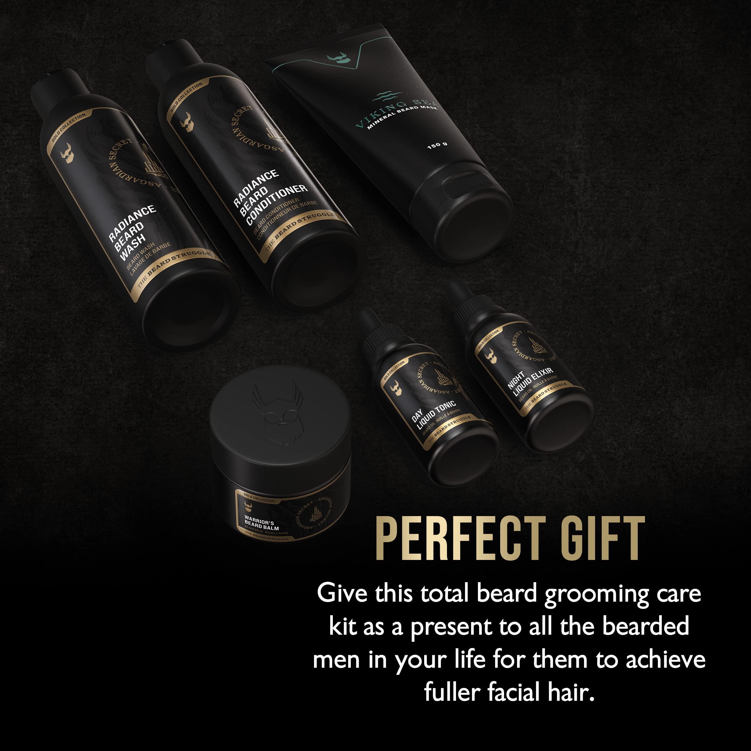 The Beard Struggle The Complete Beard Growth Kit by Beard Struggle - Mens Grooming Kit with Balm, Mask, Conditioner, Wash & Oils - Valhalla\'s Gates, Gold Collection