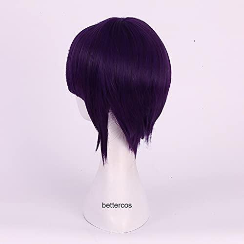 ZZMQ ZZMQ Kyoka Jiro Cosplay Wigs Jirou Kyouka Short Purple Black Heat Resistant Synthetic Hair Wig + Wig Cap