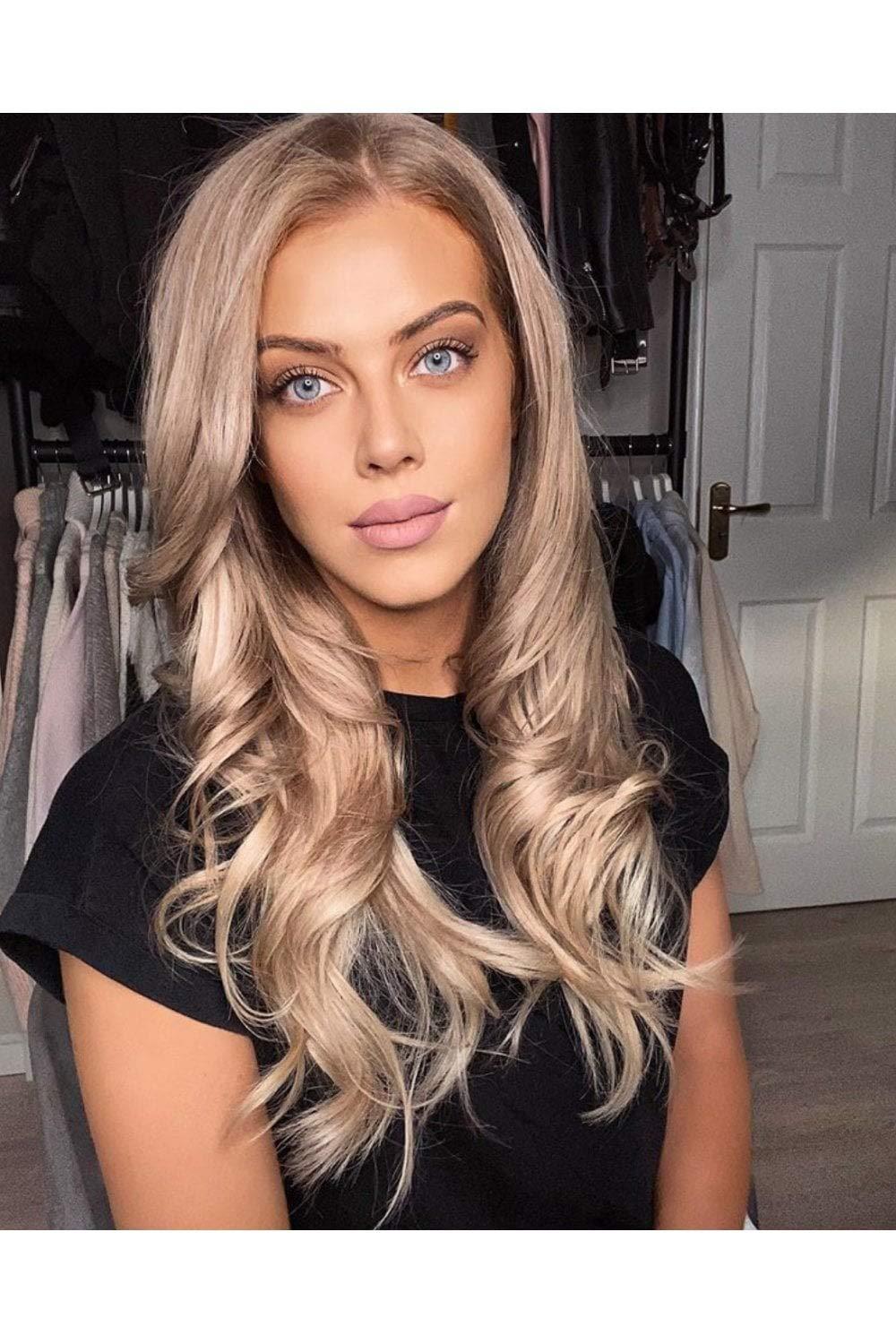 Foxy Locks Latte Blonde - Elegant 16" Seamless Clip In Human Hair Extensions 150g