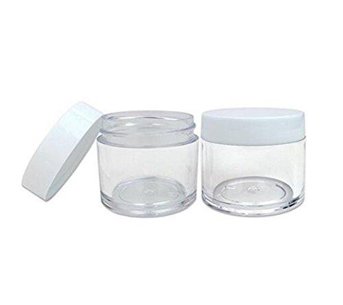 ericotry ericotry 12PCS 30g 30ml/1oz Refillable Plastic Round Clear Jars with Screw Cap Lid Empty Cosmetic Jars Lot Containers for Makeup Eye Shadow Nails Powder Handmade Lip Scrubs (White Lid)