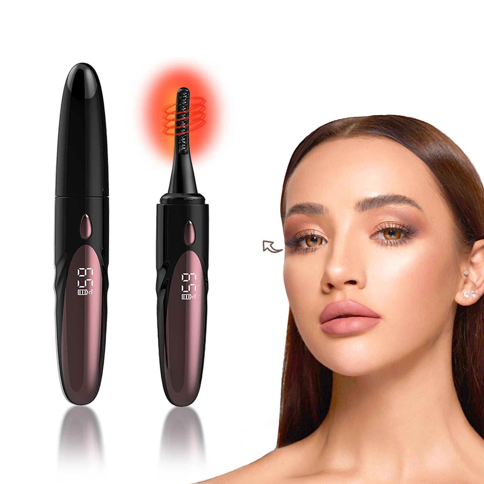 Gacavks Heated Eyelash Curlers - Electric Eyelash Curler for Makeup Tools USB Rechargeable, Fast Heat up Within 10s - 24 Hours Long Lasting, with 4 Heating Modes Eyelash Curlers with LED Display (Black)