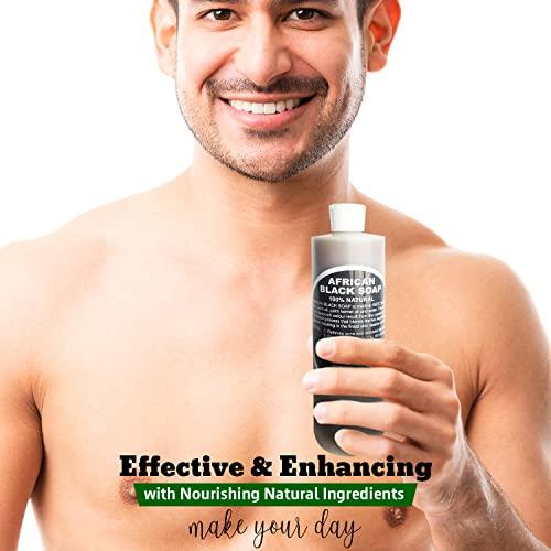 HERBOGANIC HERBOGANIC African Black Soap Liquid, Paste & Soap Bar,100% Raw Pure Natural From Ghana Face & Body Wash Supports Moisturizing,Dry Skin, Scars and Dark Spots (16 Oz Each)