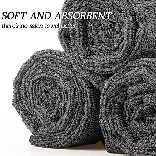 Shimeyao 48 Pack Bleach Proof Salon Towels Microfiber Absorbent Towels Bleach Resistant Hair Towel Quick Dry Hand Towels Bulk for Gym Bath Spa Home Hair Drying, 16 x 27 Inches (Grey)
