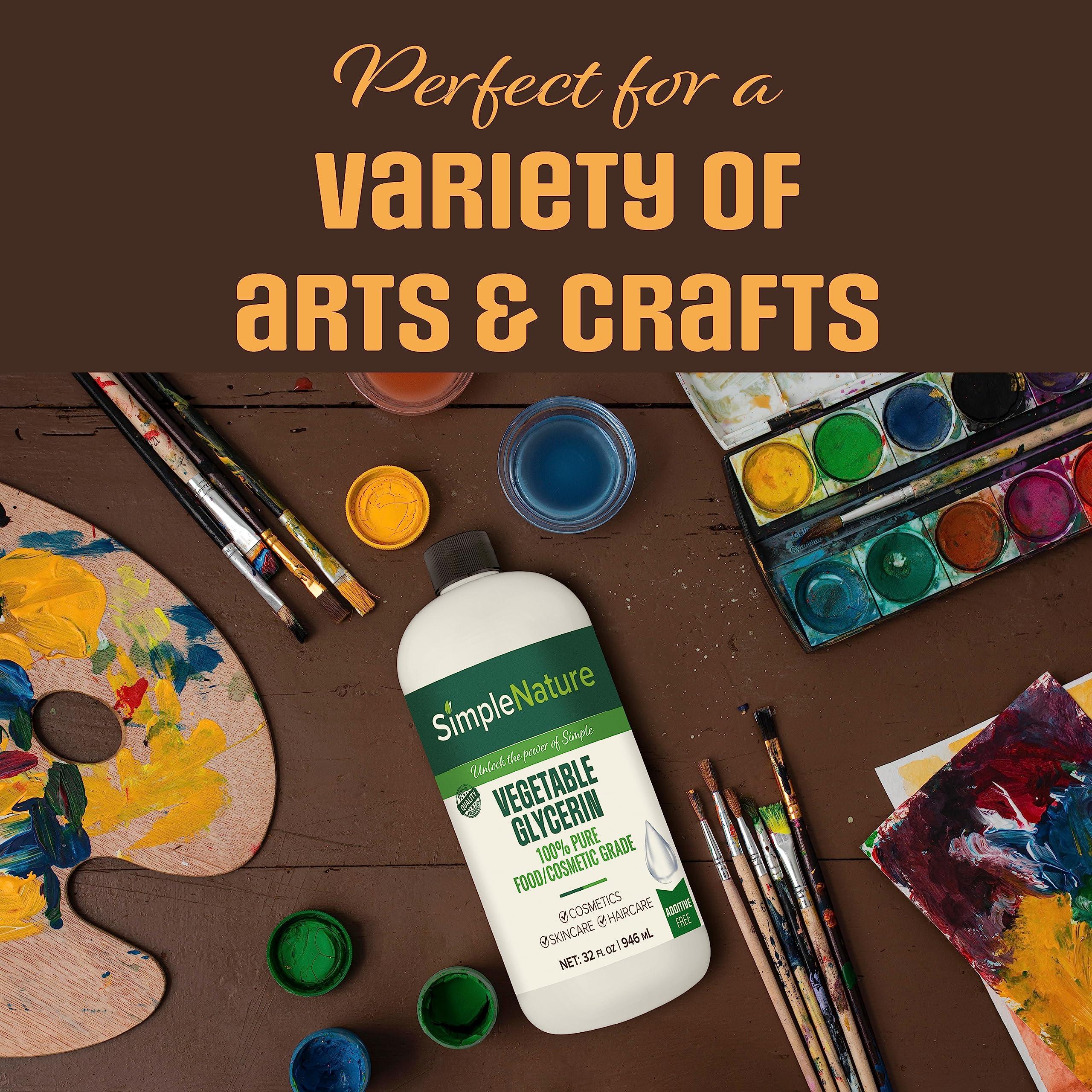 SimpleNature SimpleNature 100% Pure Vegetable Glycerin - 32 oz - Natural Pure Food/Cosmetic Grade for Skincare, Haircare, Cosmetics, Soapmaking, Crafts - Softening & Moisturizing Multipurpose Humectant