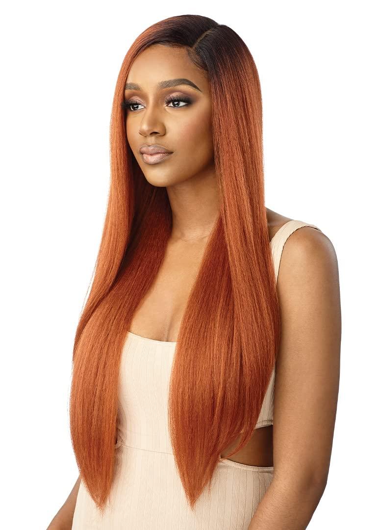 Outre Outre Lace Front Wig Natural Yaki 30\" (DR2-GOLDEN BALAYAGE)