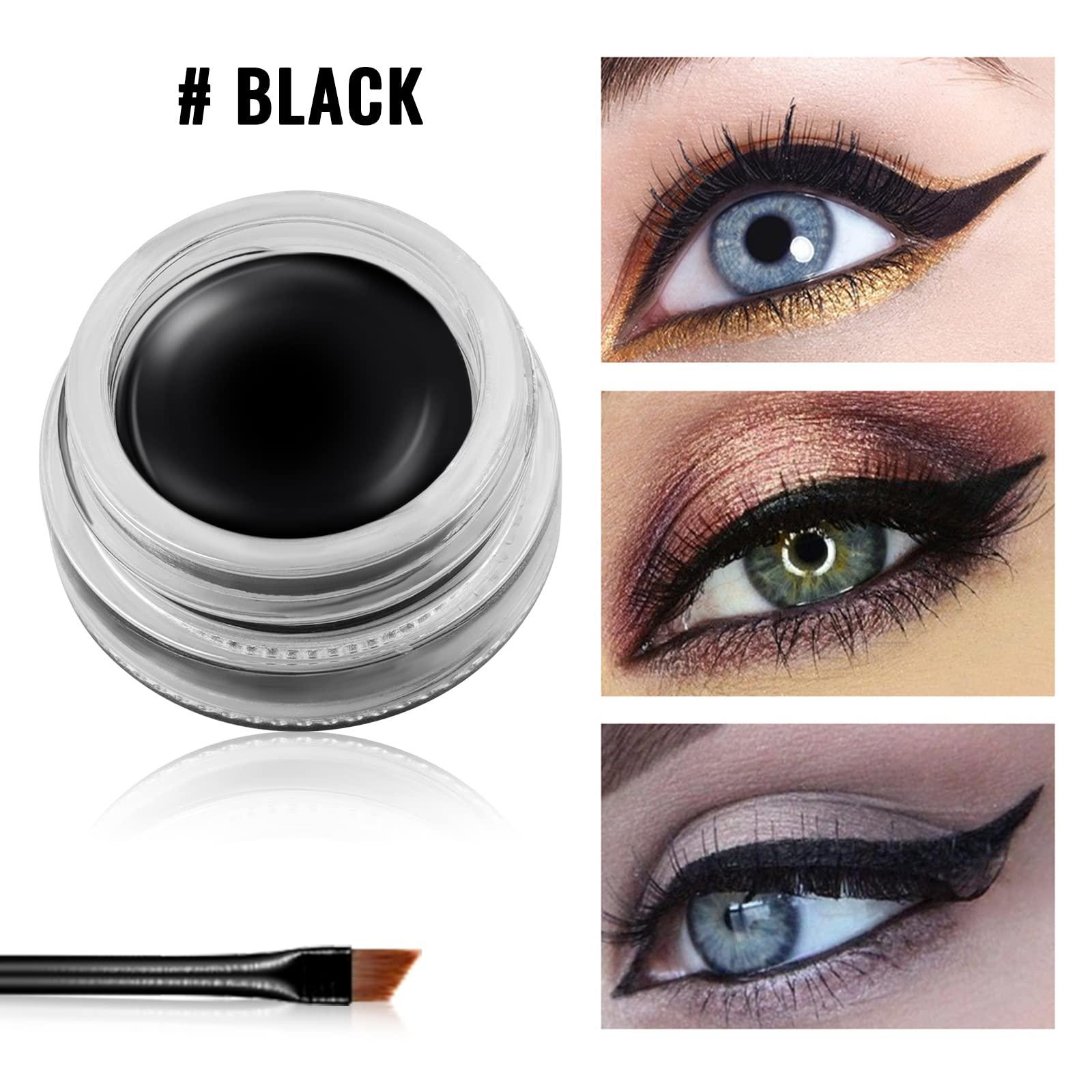 Erinde Erinde [2PCS] Waterproof Gel Eyeliner Set, Long Lasting Cream Eyeliner Gel, High-Intensity Pigments Smudge-Proof Eye Liner Makeup, Water-Resistant Eyeliner with 4PCS Eyeliner Brushes (Balck & White)