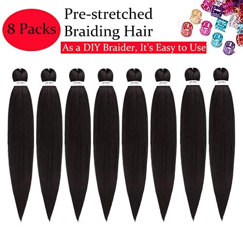 DIFUNEE DIFUNEE Pre-stretched Braiding Hair - 16 Inch 8 Packs Dark Brown Short Braiding Hair For Twist or Box Braids, Yaki Texture Hot Water Setting Synthetic Braiding Hair Extensions (16 Inch, 2-8P)