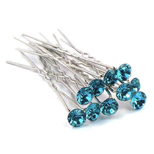 Trimming Shop Trimming Shop Swarovski Crystal Bridal Prom Hair Clips Pins Turquoise