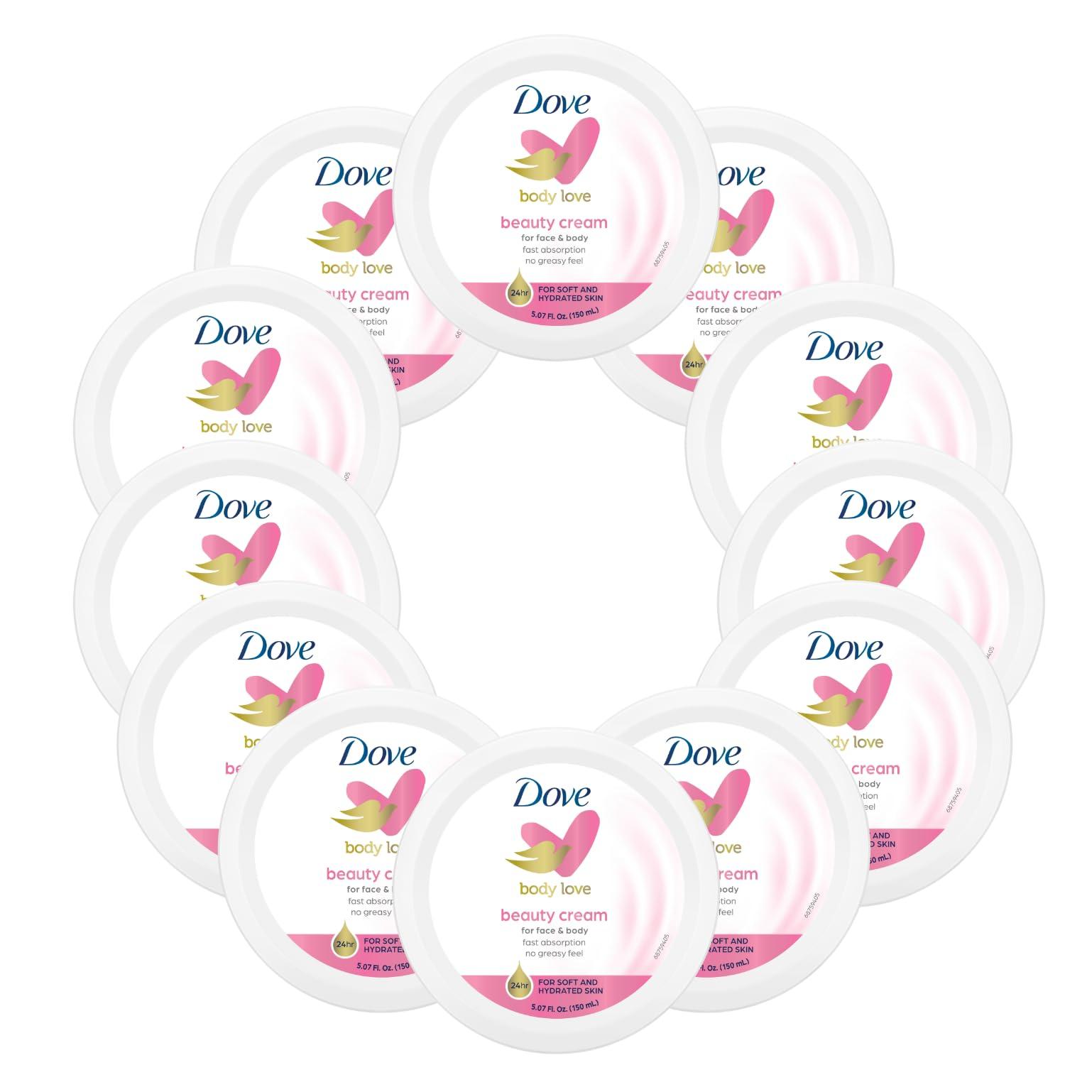 Dove Dove Nourishing Body Care, Face, Hand, and Body Beauty Cream for Normal to Dry Skin Lotion for Women with 24-Hour Moisturization, 12-Pack, 5.07 Oz Each, Jar