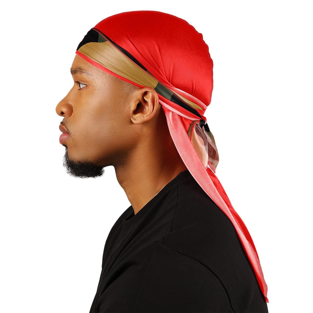 Superstitch Superstitch Supersilky Ultra Silky Durag x Wavebuilder | 30+ Styles Premium Designer Durags for Men | 360 Waves | Red and Camo (Rapid Fire)