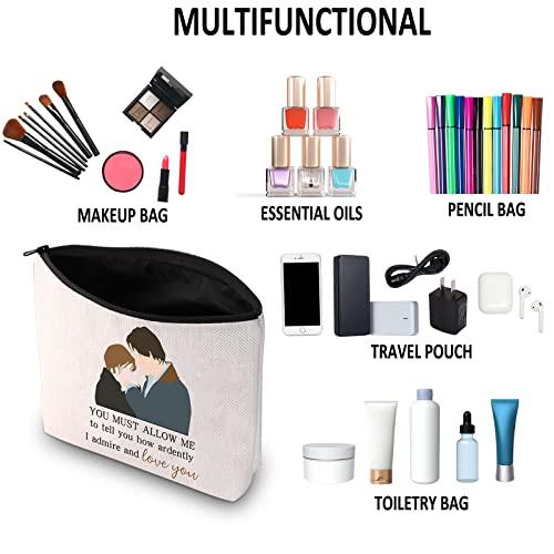 G2TUP G2TUP J Austen Gift Mr Darcy Makeup Bag Elizabeth Bennet Cosmetic Bag Classic Literary Gift Bookworm Gift Book Club Gift (Mr Darcy White Bag)