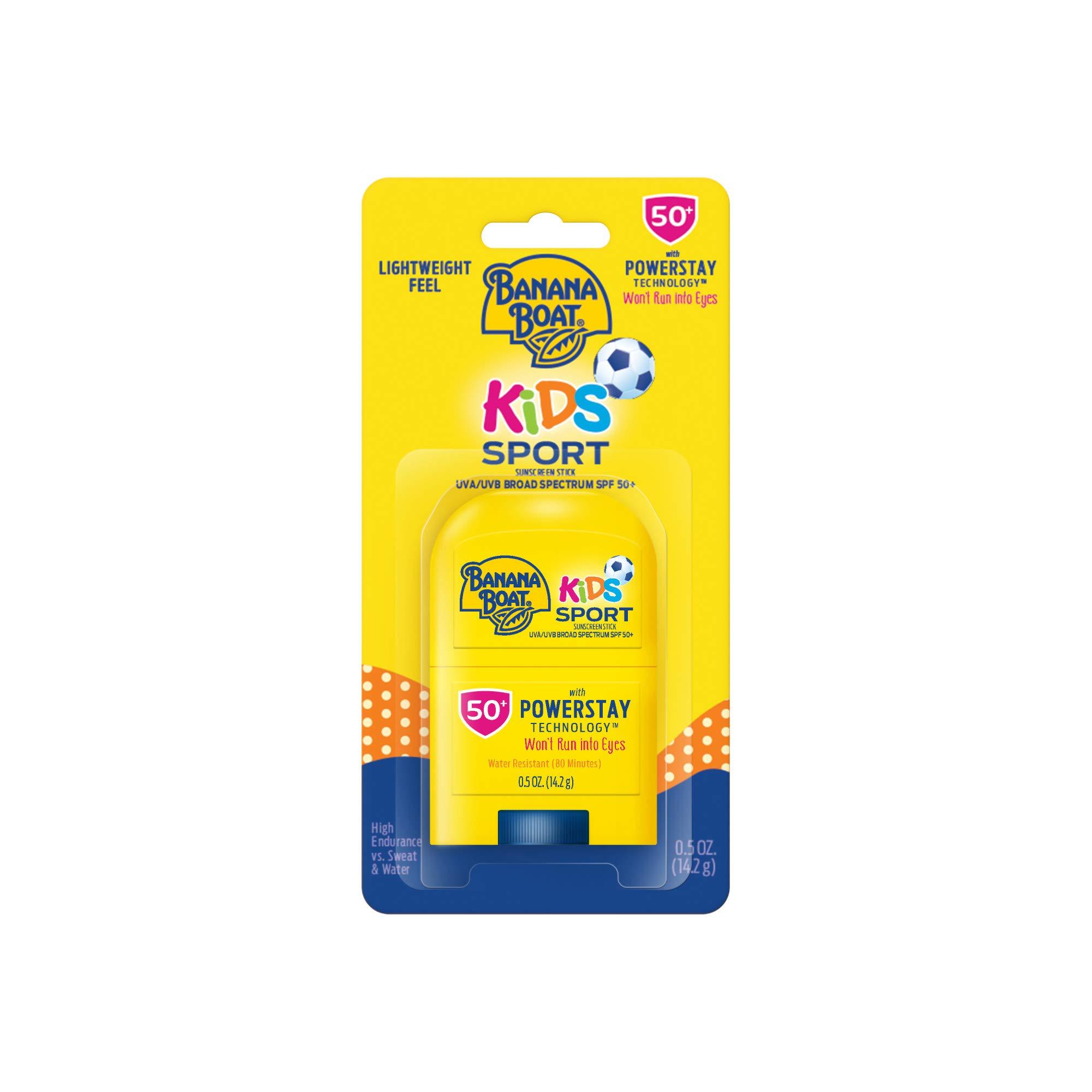 Banana Boat Banana Boat Kids Sport Sunscreen Stick SPF 50, 0.5oz & Sport Ultra SPF 50 Lip Sunscreen Twin Pack | SPF Lip Balm Pack, Banana Boat Lip Balm SPF 50, Oxybenzone Free Sunscreen