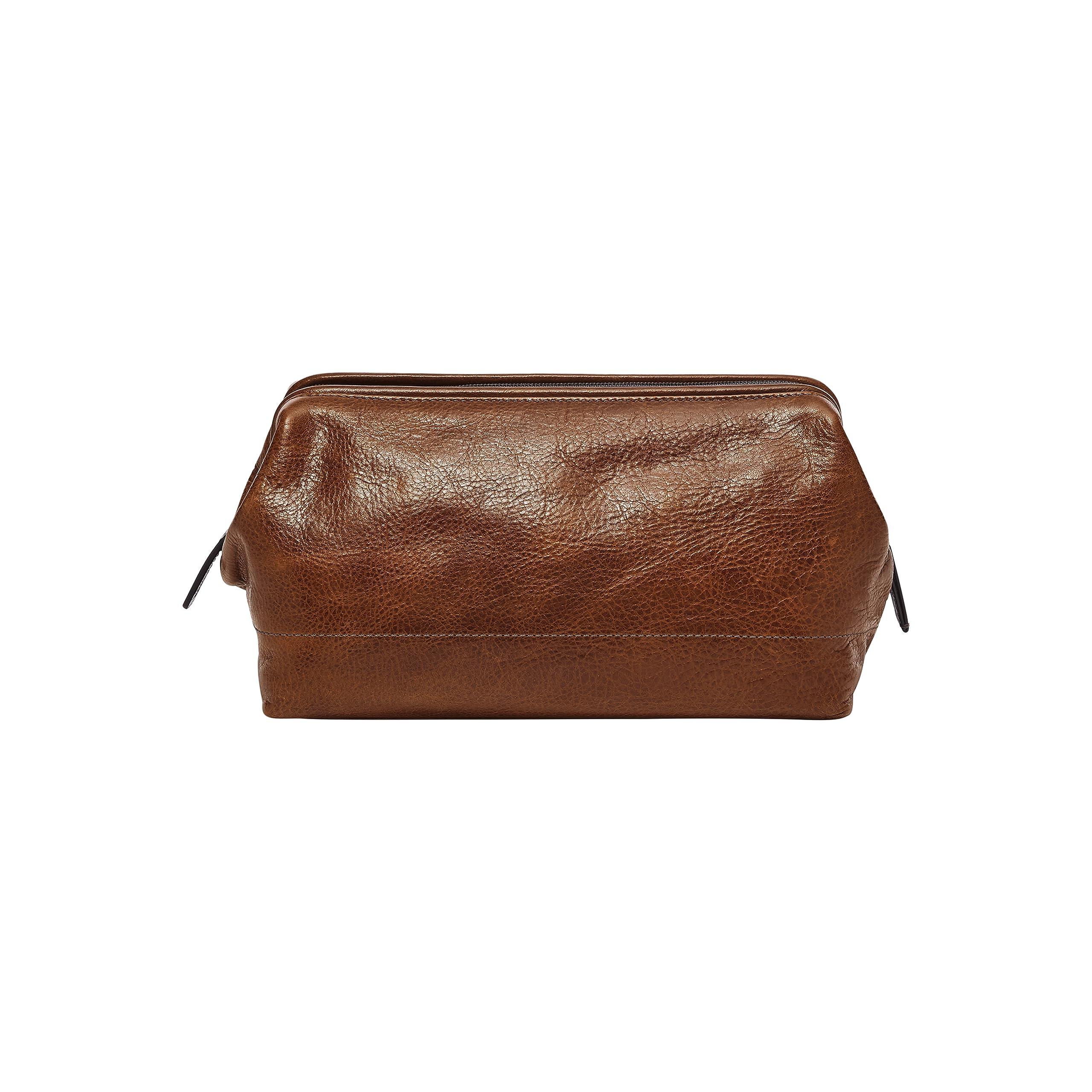 Fossil Fossil Leather Travel Toiletry Bag Shave Dopp Kit , Cognac (Model: MLG0724222)