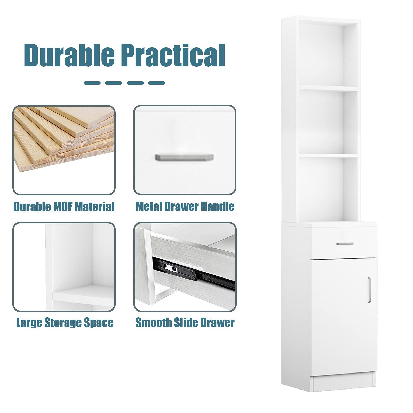 Goujxcy Barber Station for Hair Stylists, Wall-Mount Hair Station with Lockable Drawer & Space-Saving Salon Cabinet (White)