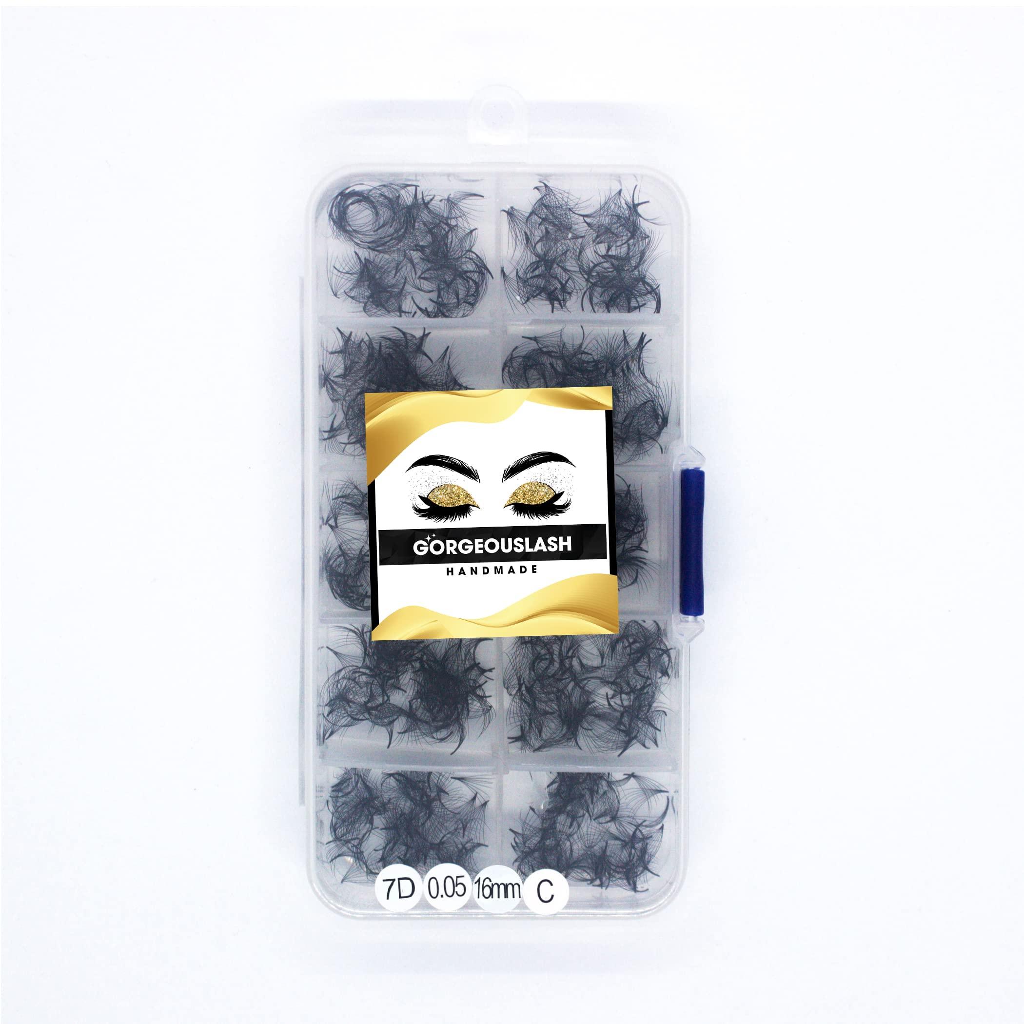 GorgeousLash 7D Lashes, 1000 Premade Volume Fans. Eyelash Extensions. Handmade! (7D 005 Curl C, 16mm)
