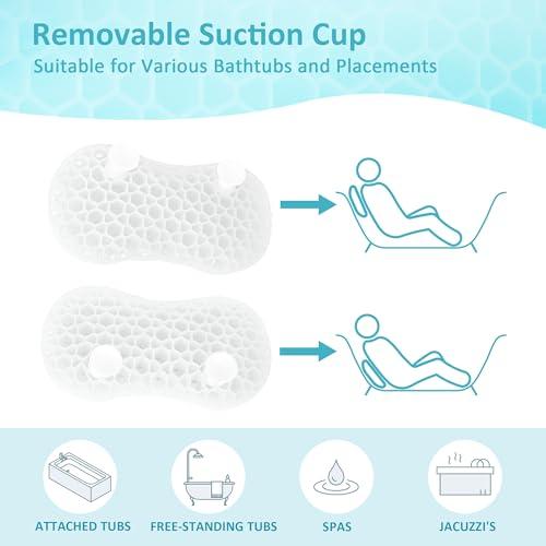 Sunlit Sunlit Bath Jello Mini Gel Bath Pillows, Lumbar Pillow for Bathtub, Back Support Pillow, Gel Pillow with Non-Slip Suction Cups for Lumbar, Back Rest Support, Transparent White