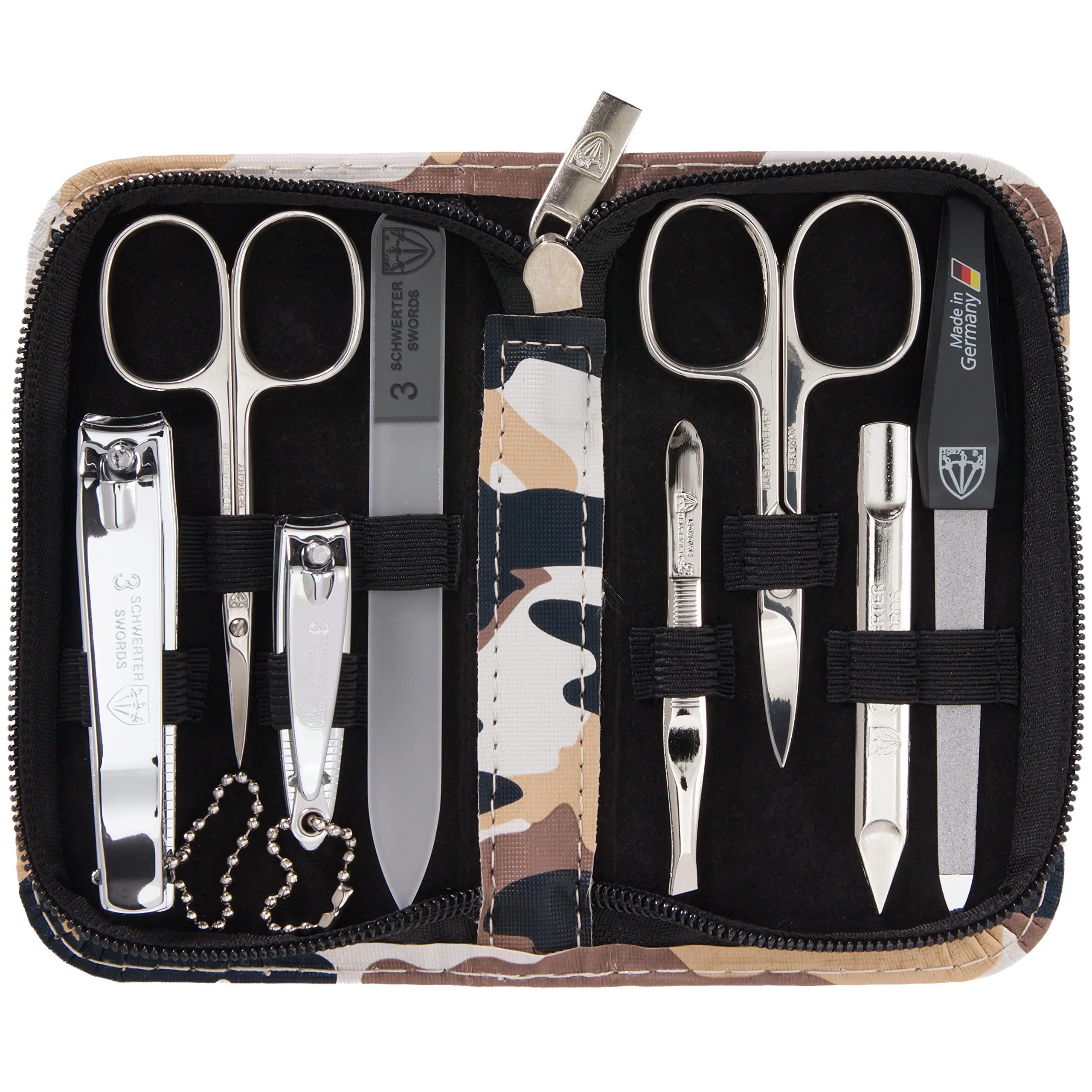 3 Swords Germany 3 Swords Germany - brand quality 8 piece manicure pedicure grooming kit set synthetic leather case camouflage - Made in Germany