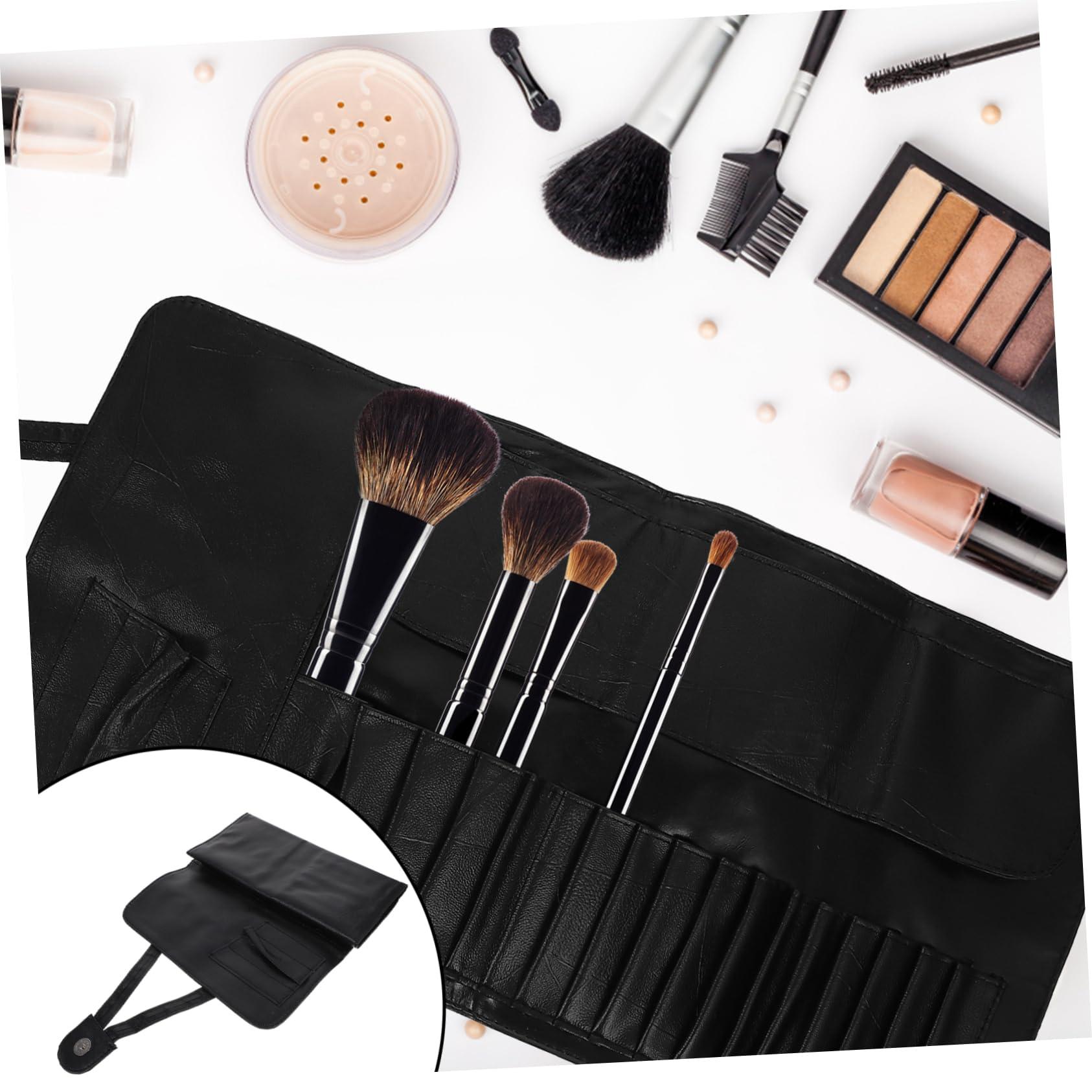 FOMIYES FOMIYES Roll up Make up Brush Case 18-piece Pu Leather Black Travel Makeup Brush Holder