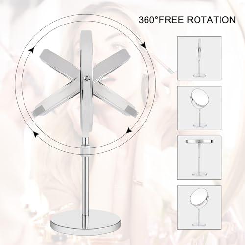 Nicesail Nicesail 19 Inch Tall Makeup Mirror with 10X Magnification, Make up Mirror 8 Inch Double-Sided, Table Mirror with Pedestal for Shaving, Standing Mirror Height Adjustable Chrome Finish (8 Inch, 10X)