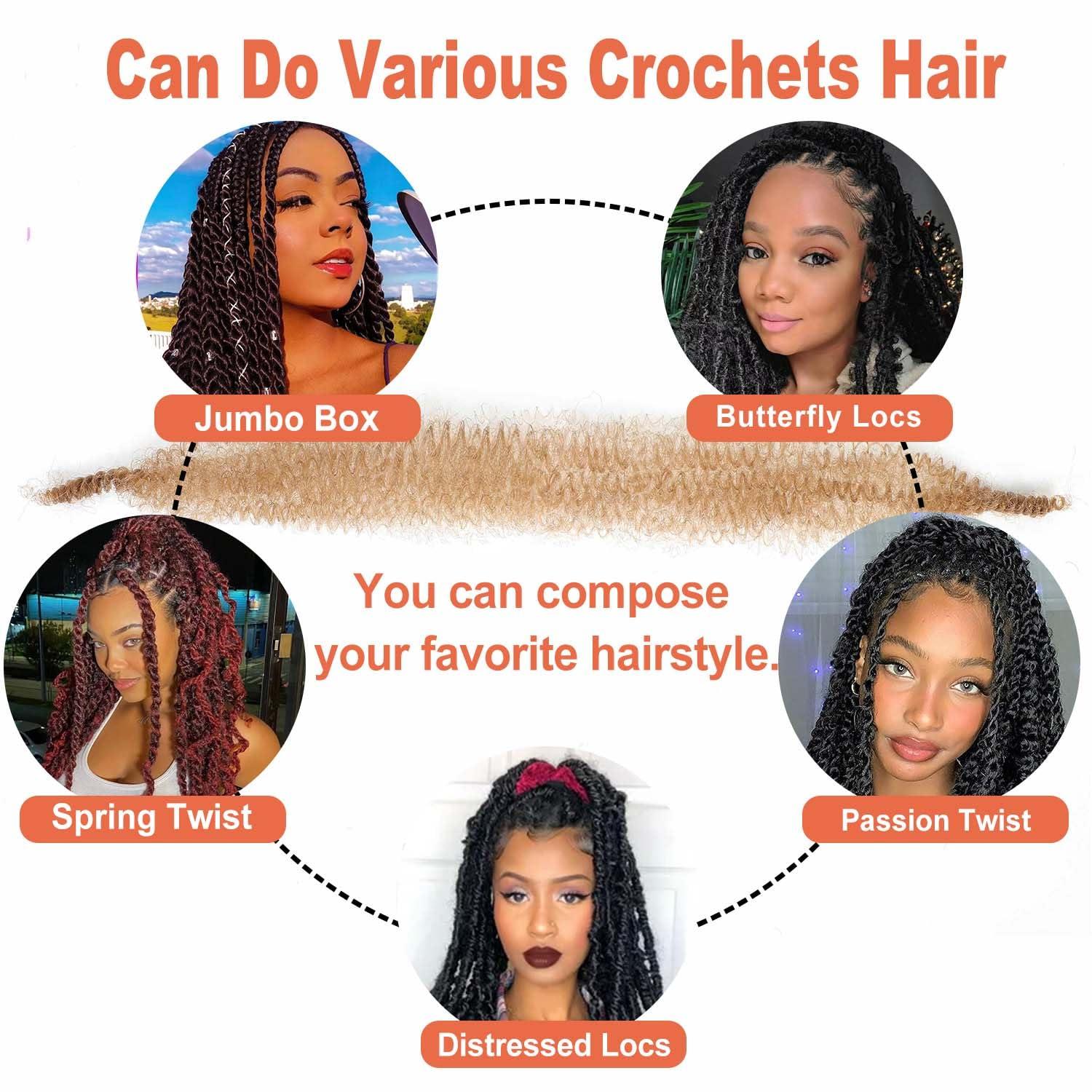 ELAOGI Afro Twist Hair Springy Afro Twist Hair 6Packs Pre Fluffed Marley Twist Braiding Hair Spring Twist Hair for Women (27#, 30 Inch)