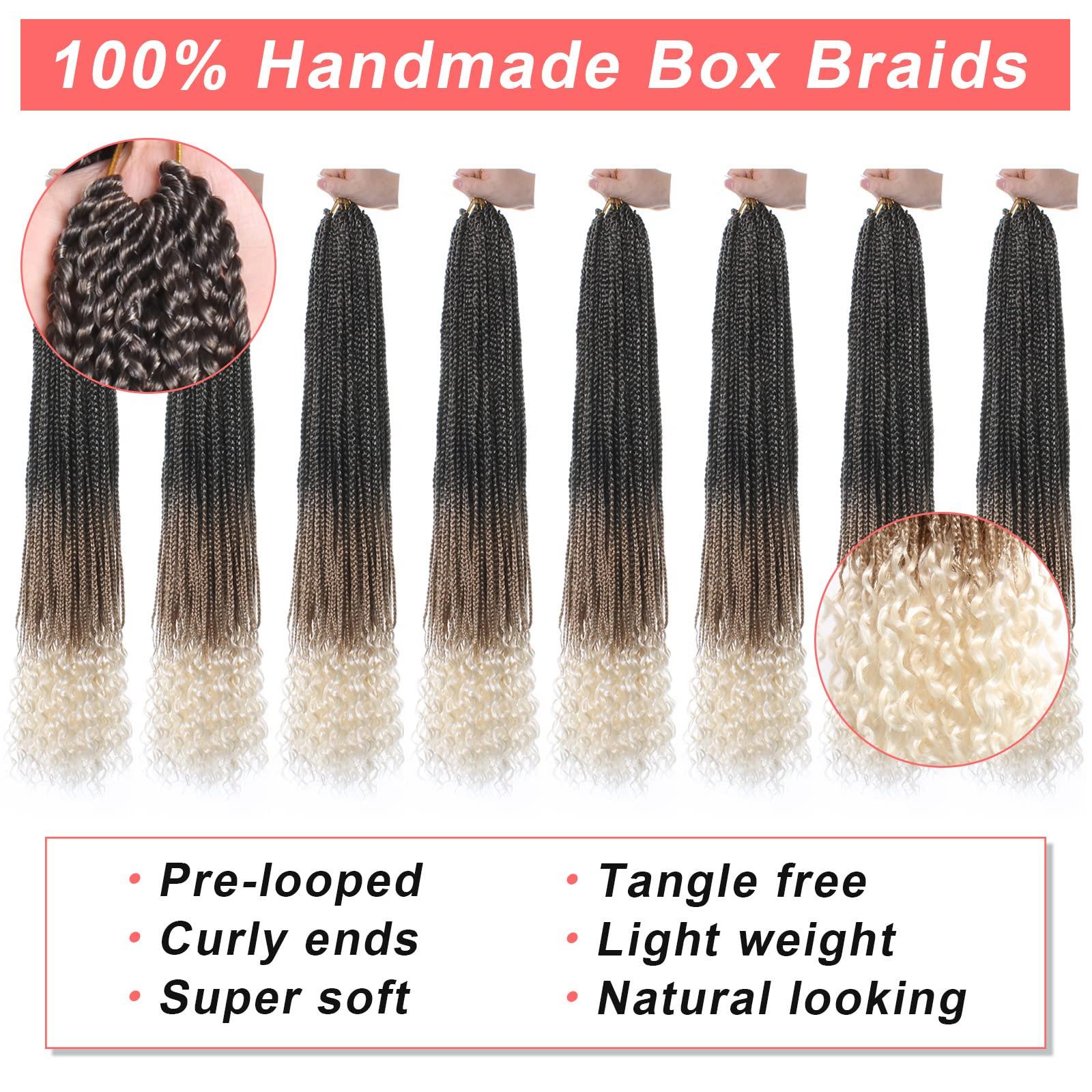 XTREND Xtrend 8 Packs 34 Inch Box Braids Crochet Hair Easy to Install Bohemian 3X Braid Pre-looped Knotless Curly Ends Jumbo Goddess Box Braids Hair Extensions for Women (12Strands/pack 1B27613)