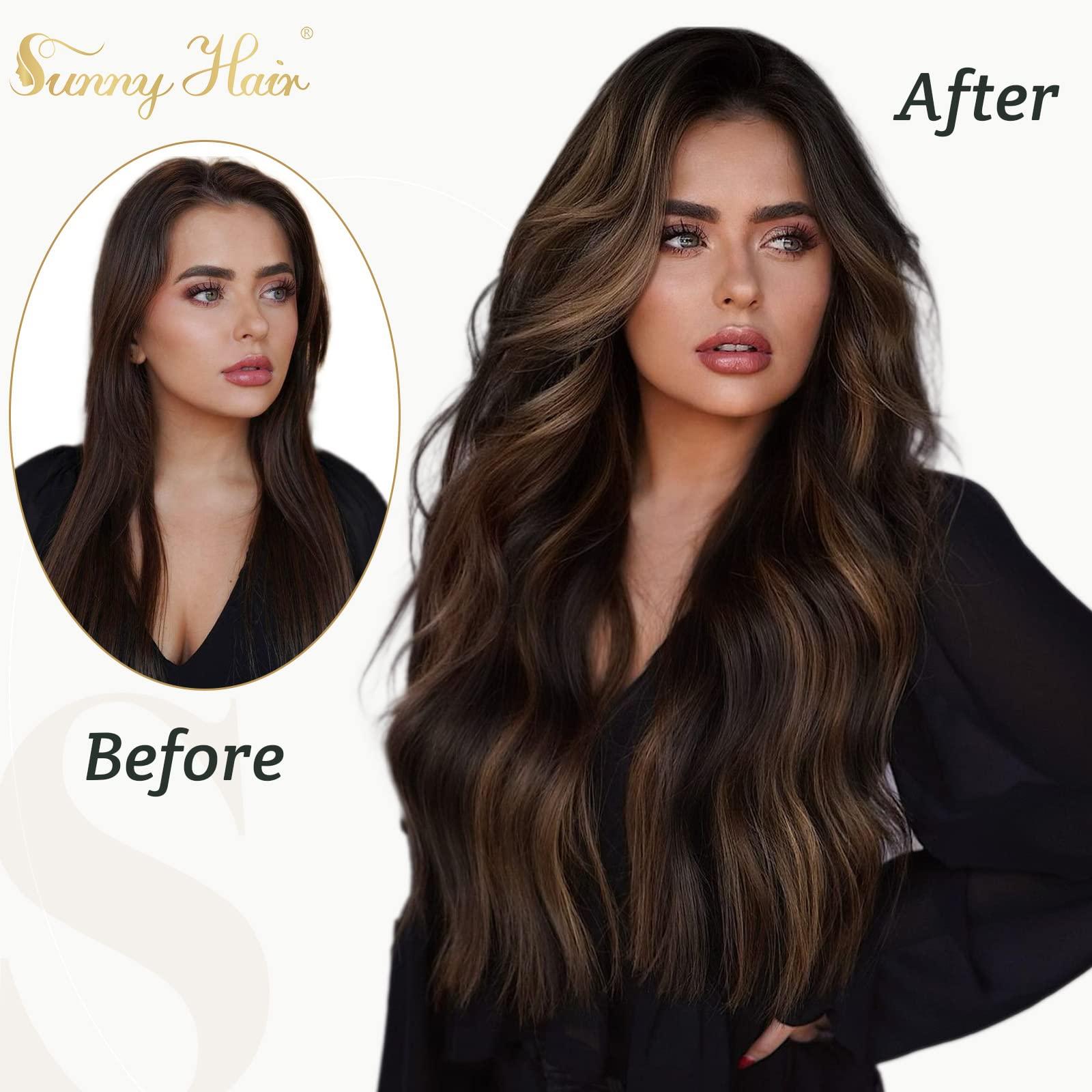 Sunny Hair [Easy Application] Sunny Clip in Human Hair Extensions Brown 150g 22inch